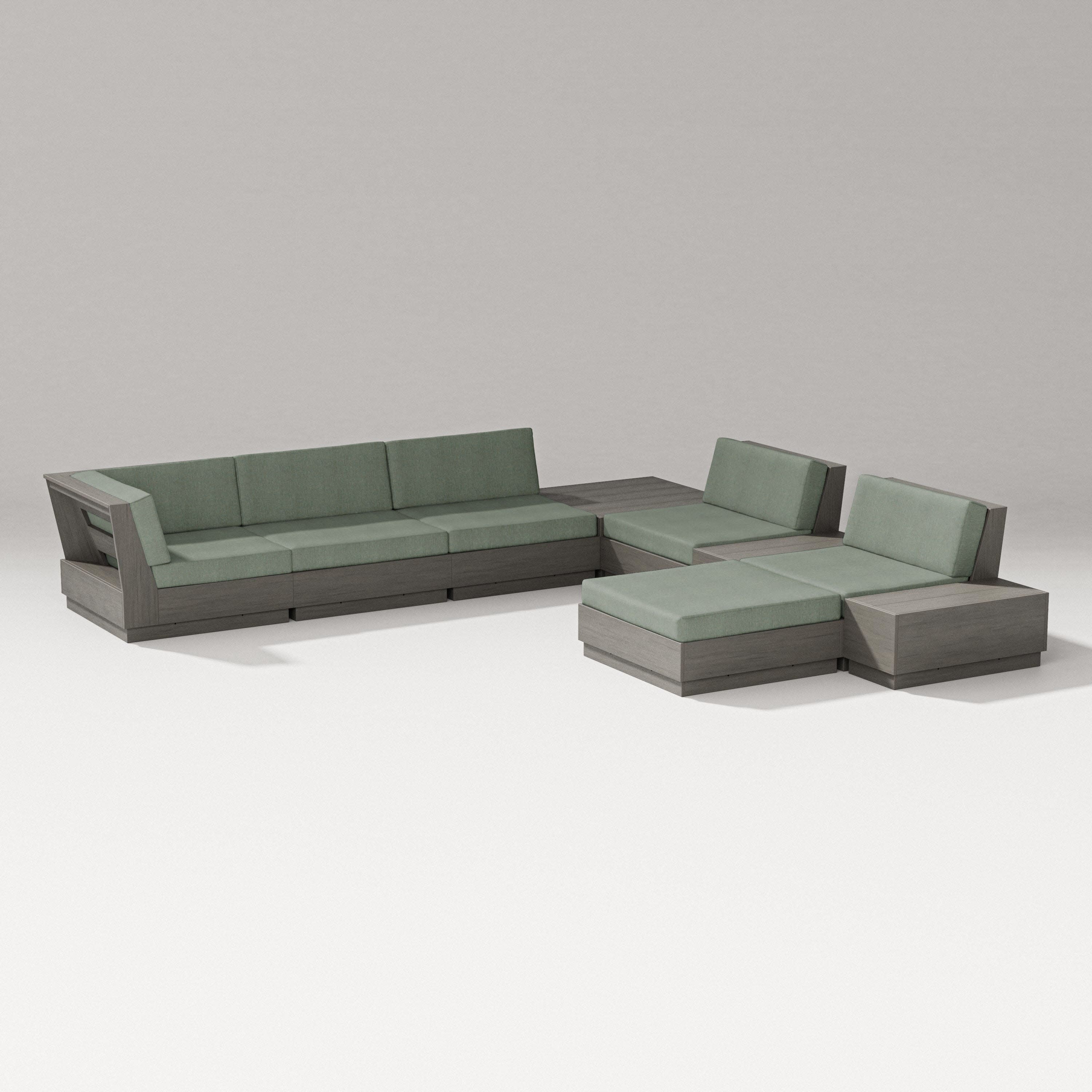 Elevate 9-Piece Conversation Sectional in Driftwood / Cast Sage