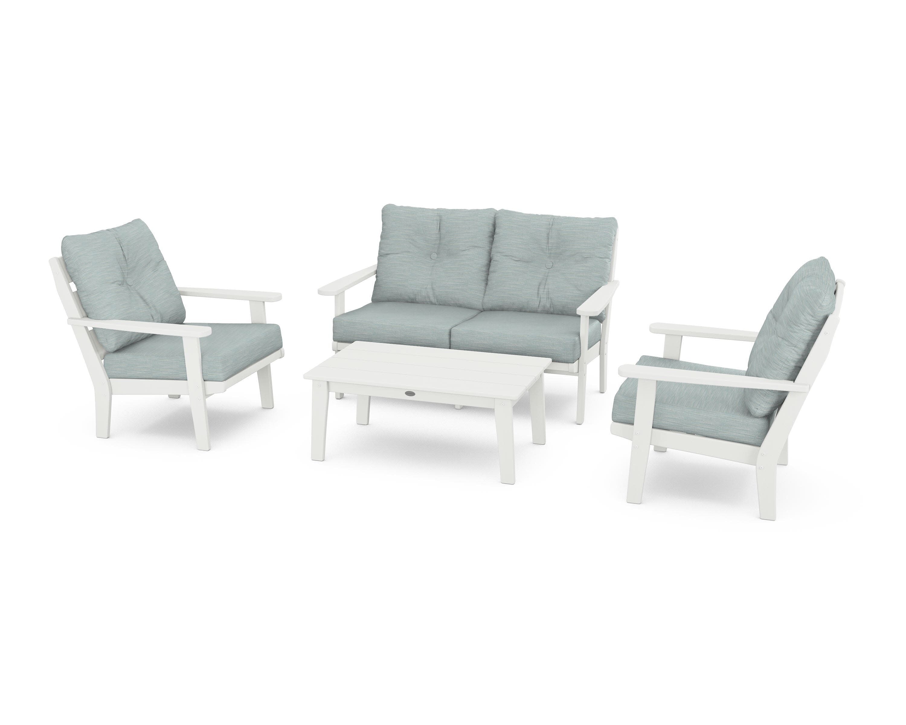 Lakeside 4-Piece Deep Seating Set in Vintage White / Soothe Mist