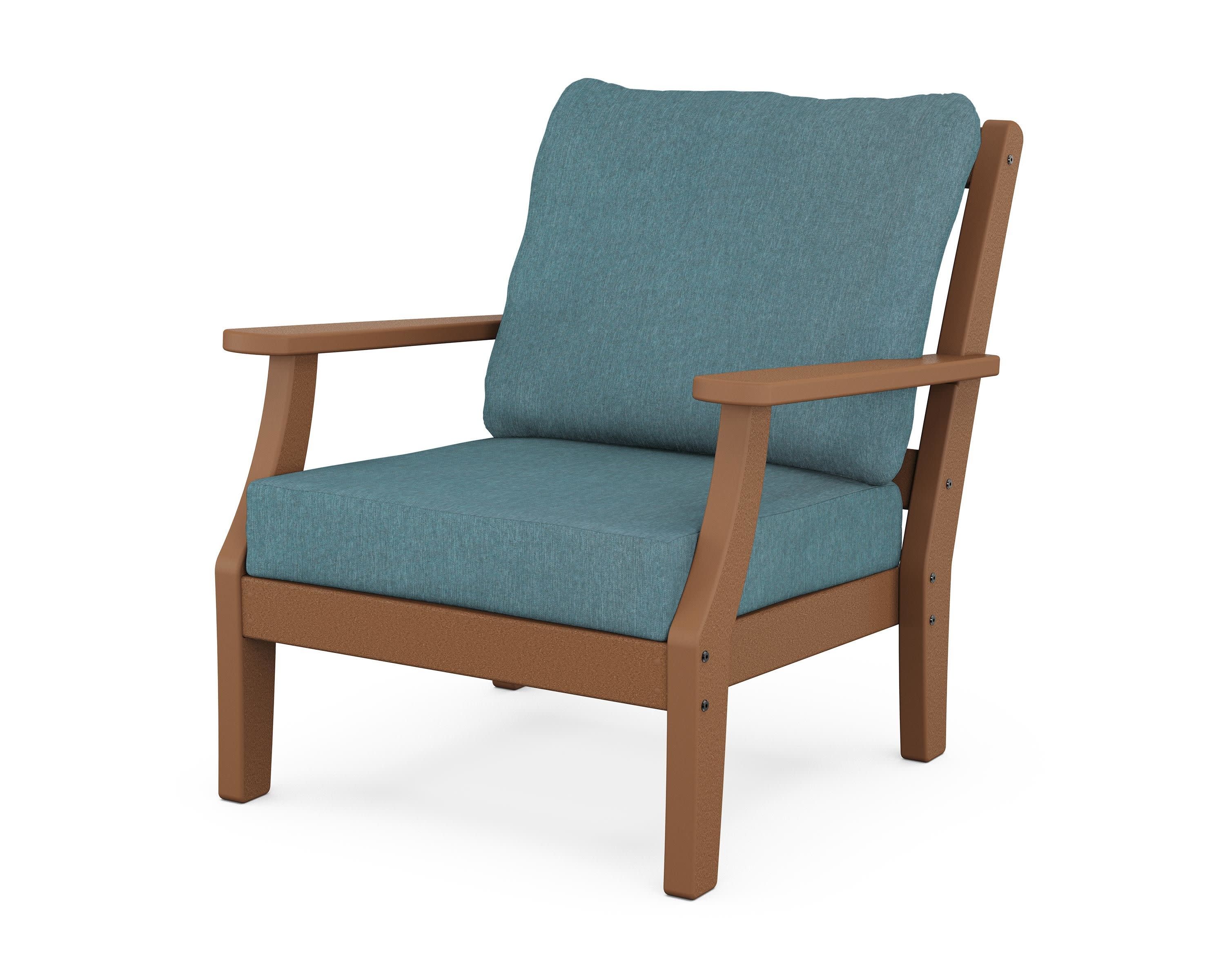 Chinoiserie Deep Seating Chair in Teak / Ocean Teal