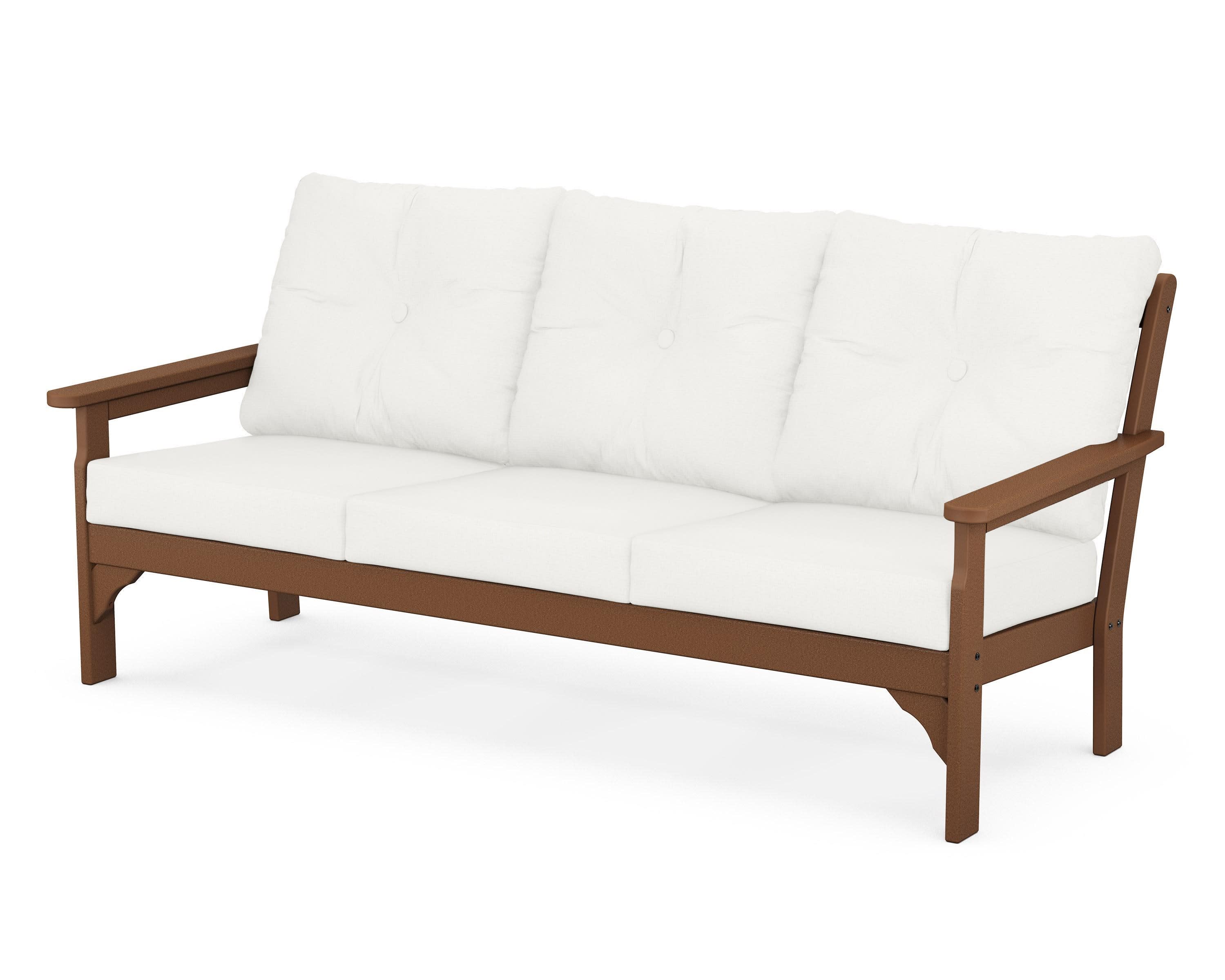 Vineyard Deep Seating Sofa in Teak / Natural Linen