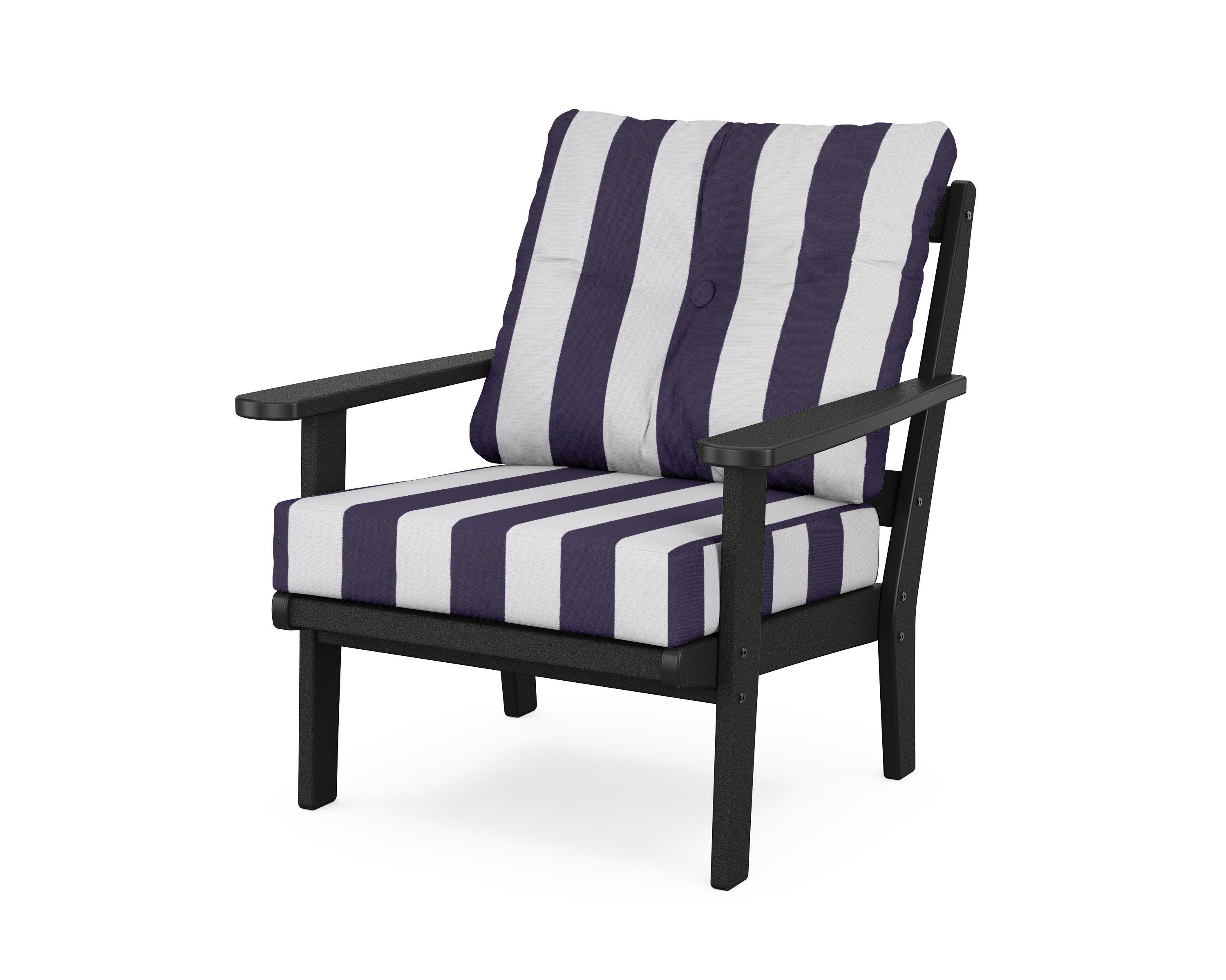 Mission Deep Seating Chair in Black / Cabana Stripe Navy