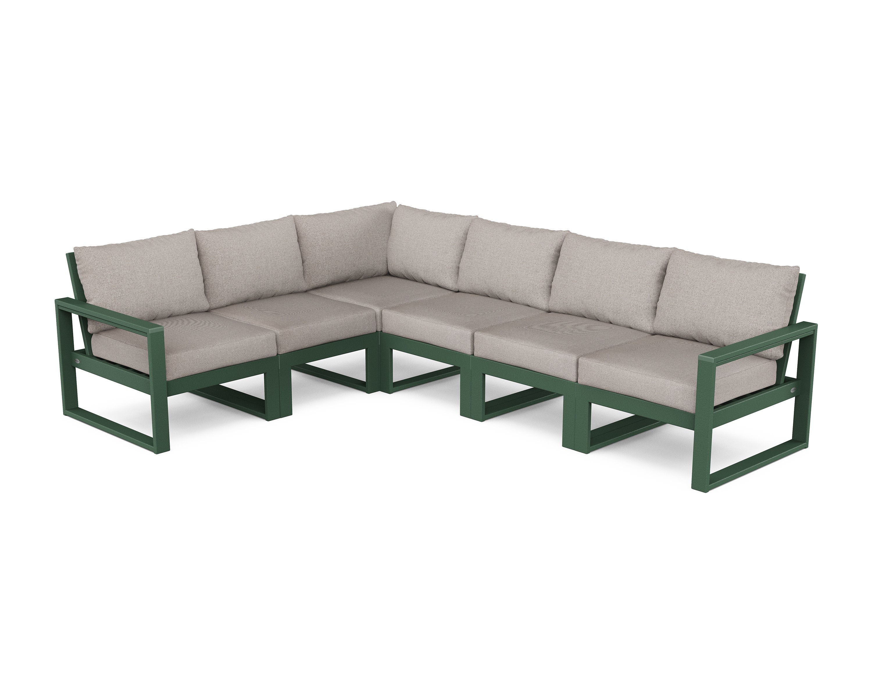 EDGE 6-Piece Modular Deep Seating Set in Green / Weathered Tweed