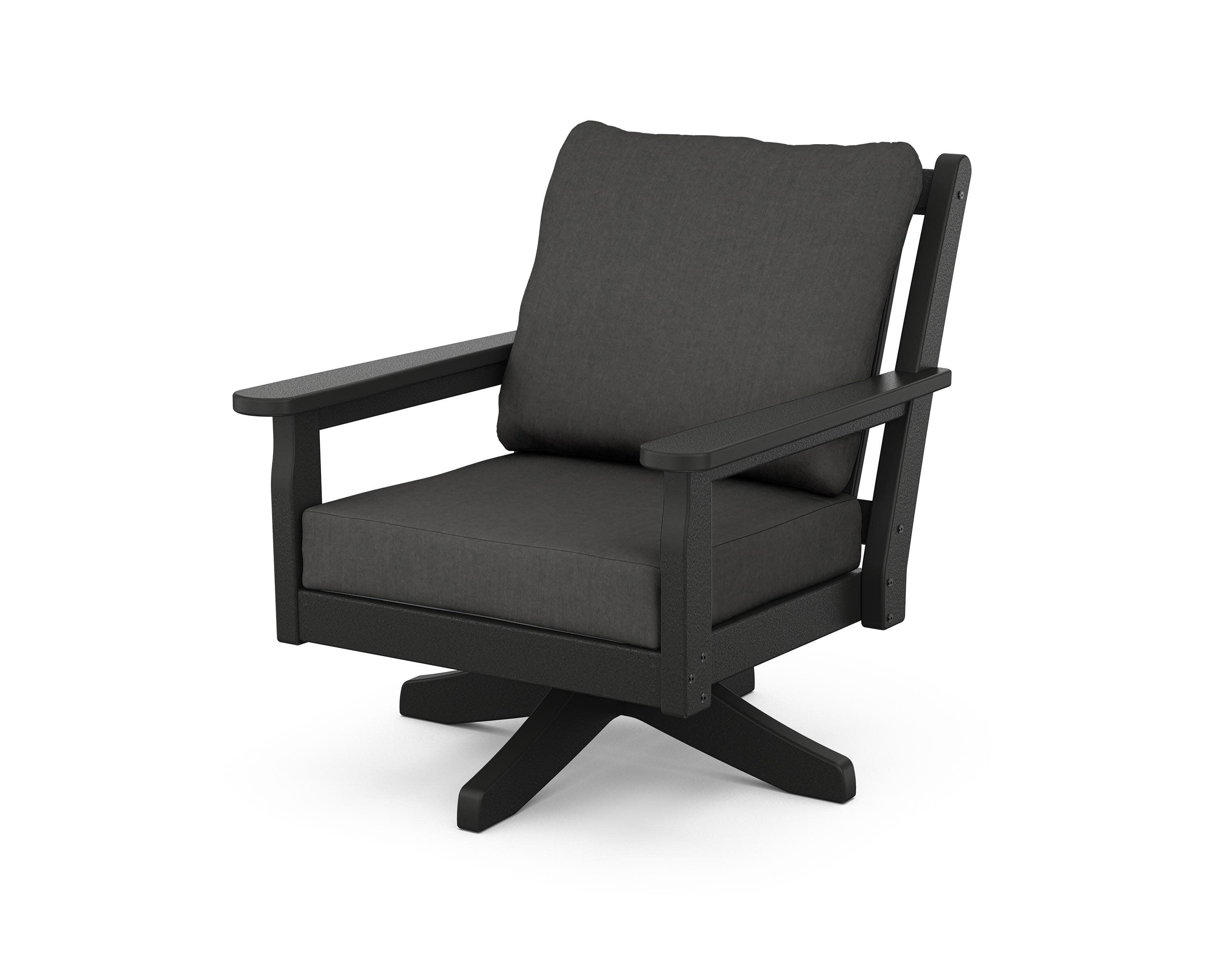 Chippendale Deep Seating Swivel Chair in Black / Spectrum Carbon
