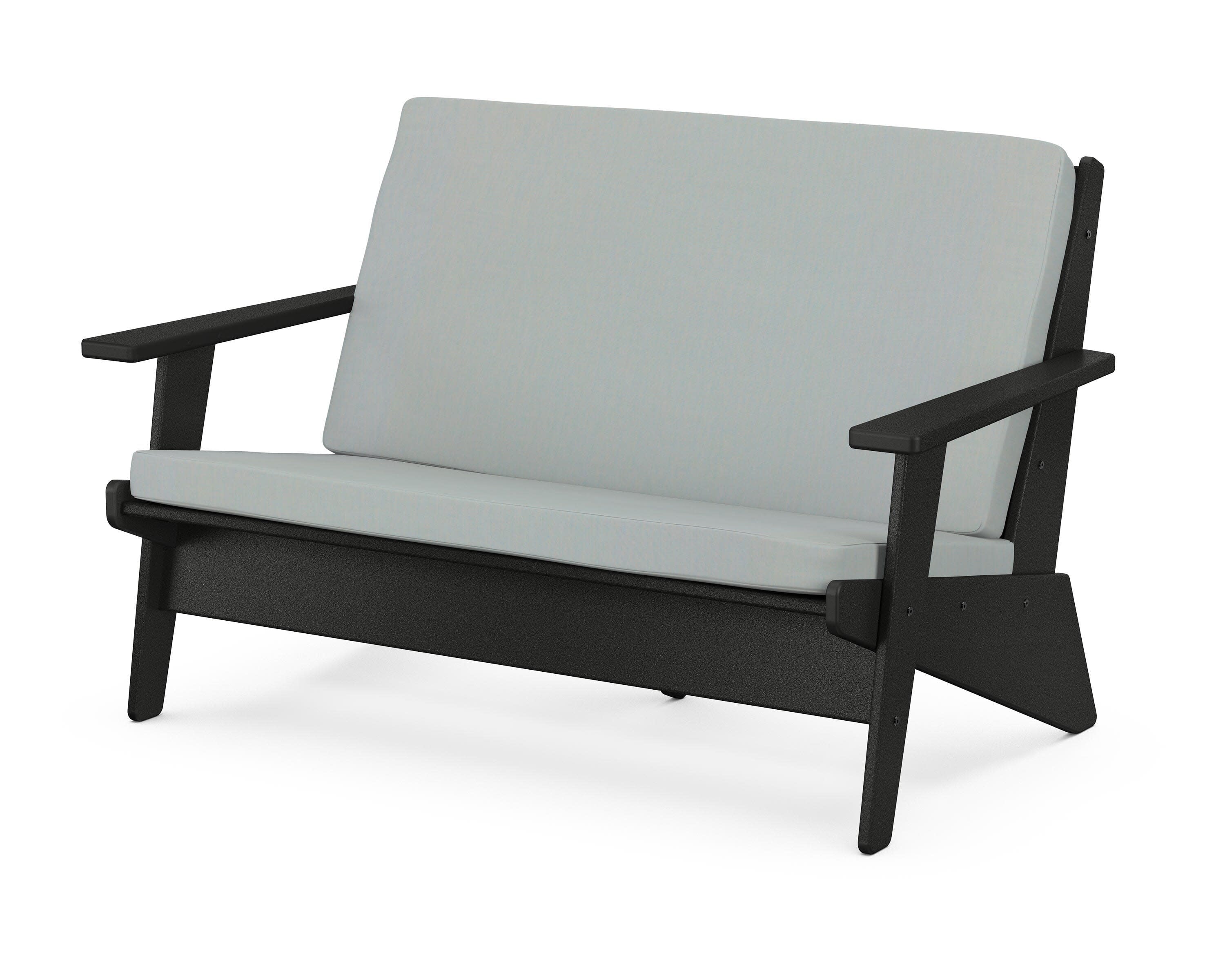 Riviera Modern Lounge Loveseat in Black / Spa