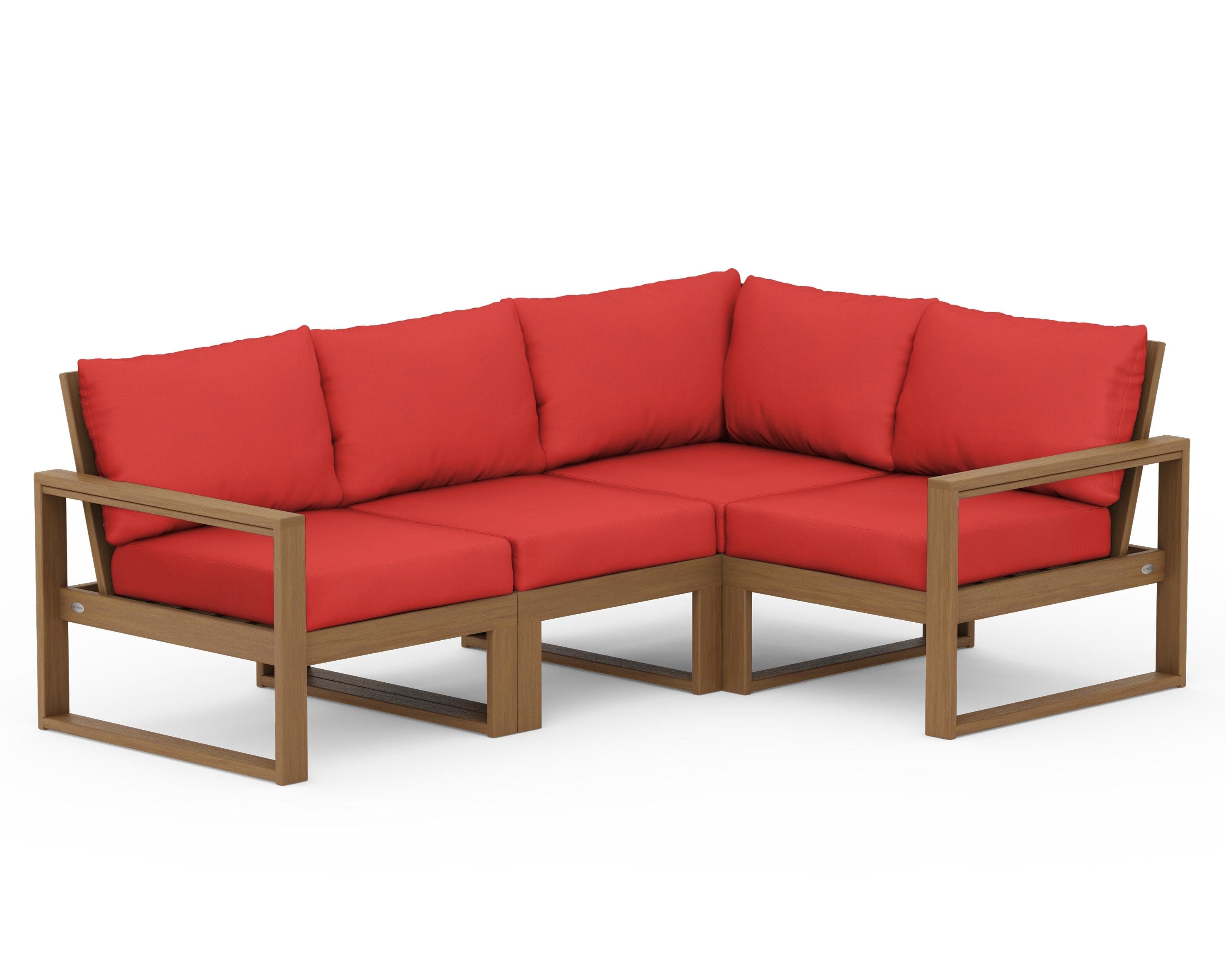 EDGE 4-Piece Modular Deep Seating Set in Natural / Crimson Linen