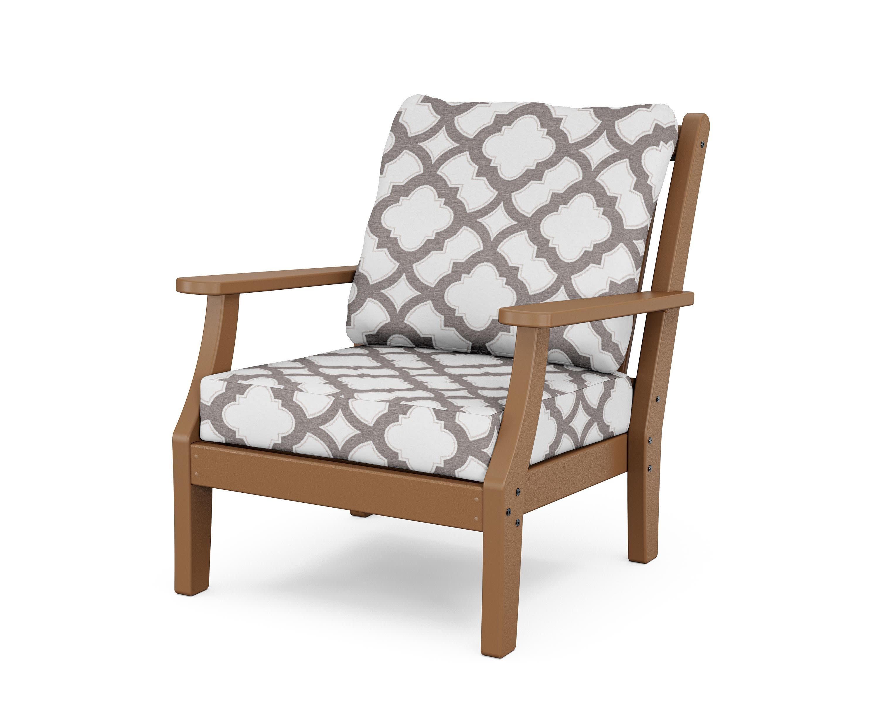 Wovendale Deep Seating Chair in Teak / Trellis Grey Mist