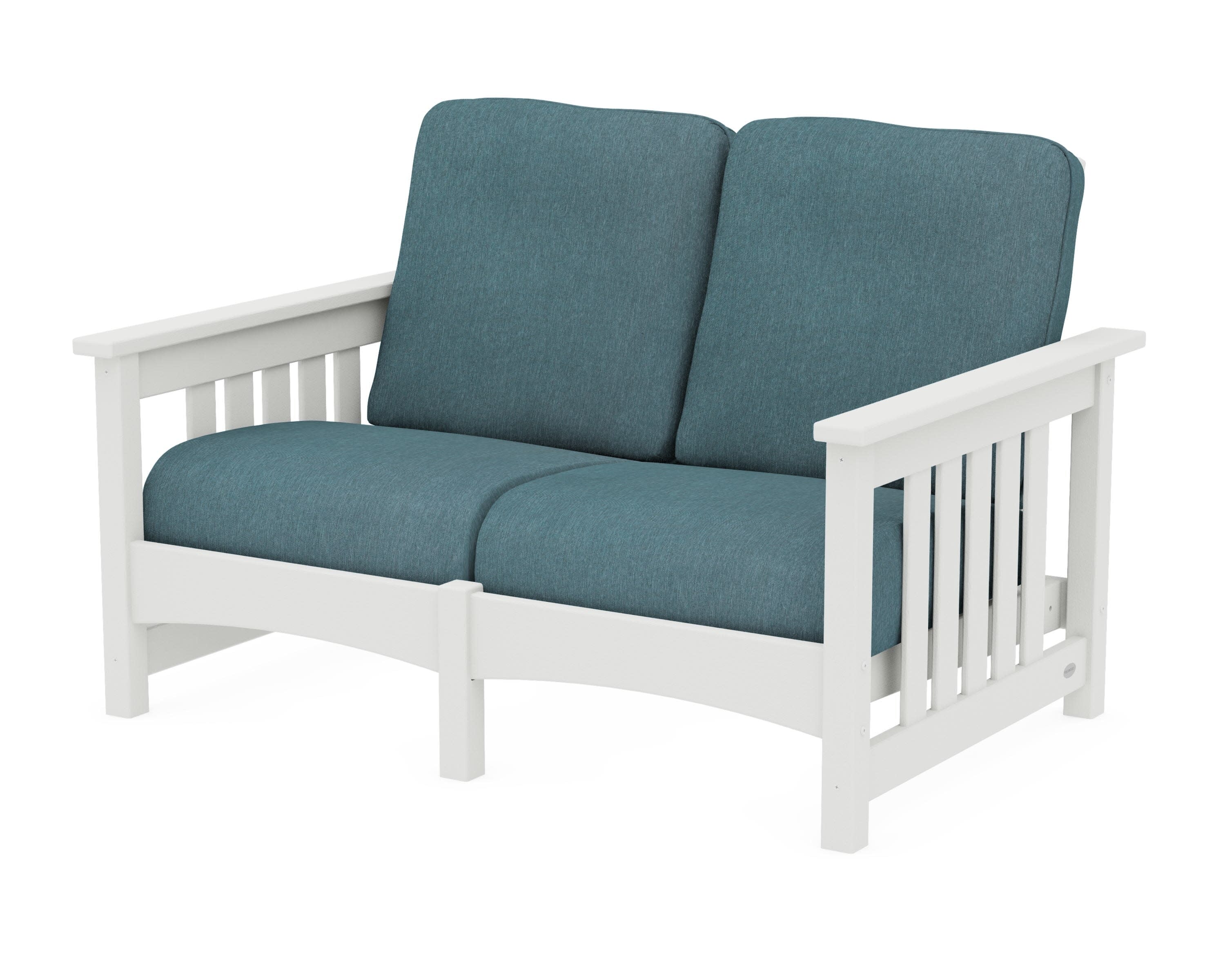 Club Mission Loveseat in Vintage White / Ocean Teal