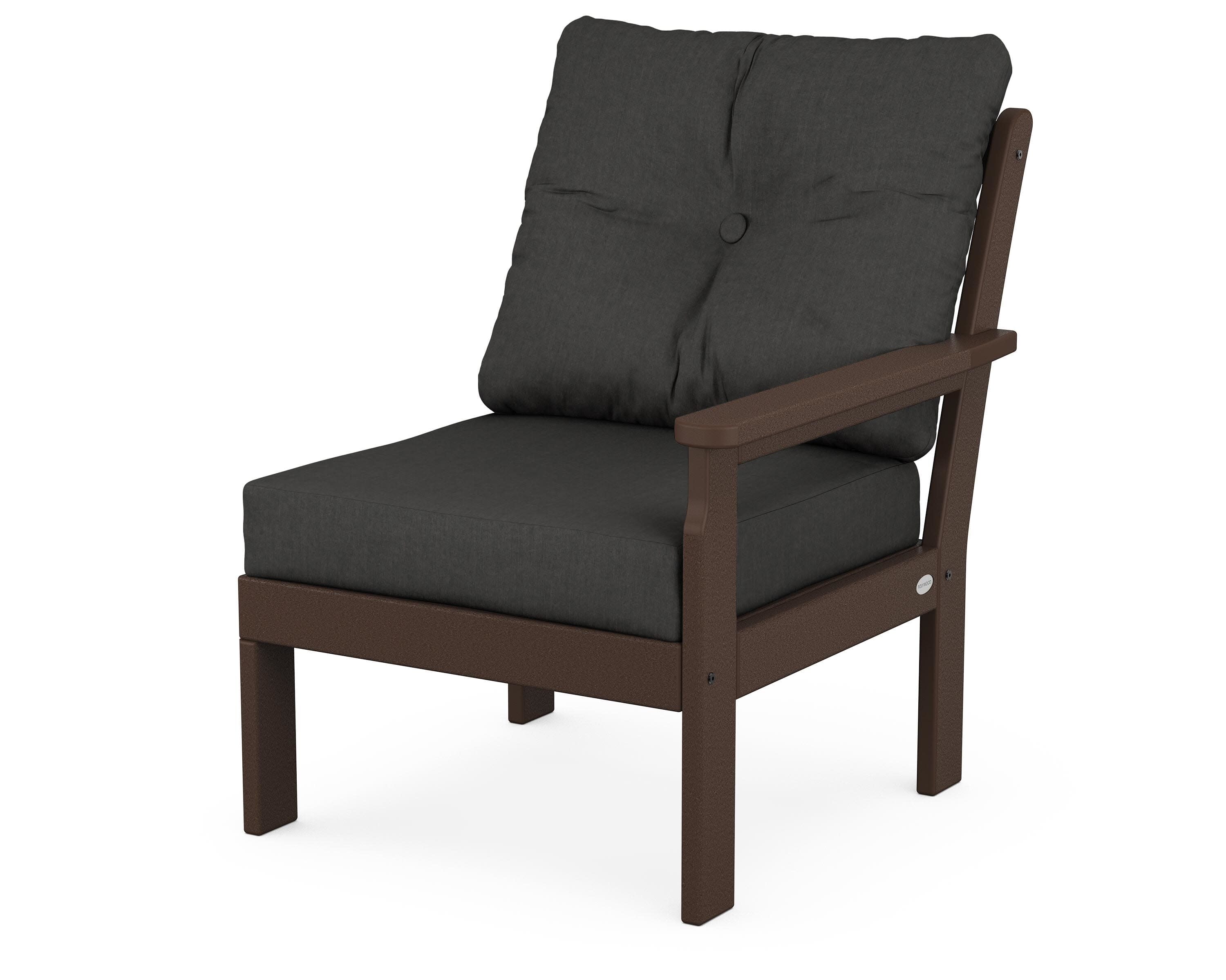Vineyard Modular Right Arm Chair in Mahogany / Spectrum Carbon