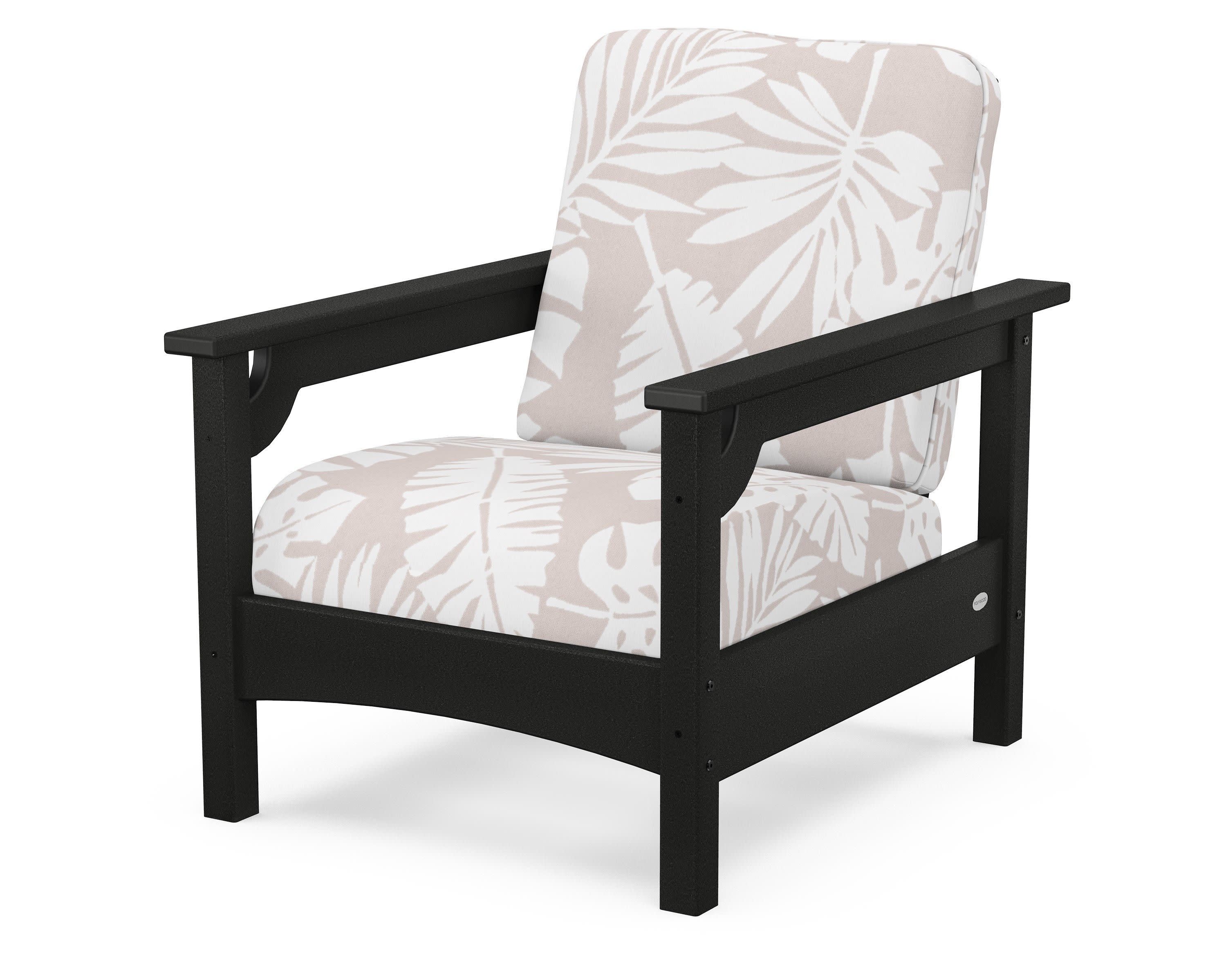 Club Chair in Black / Leaf Dune Burlap