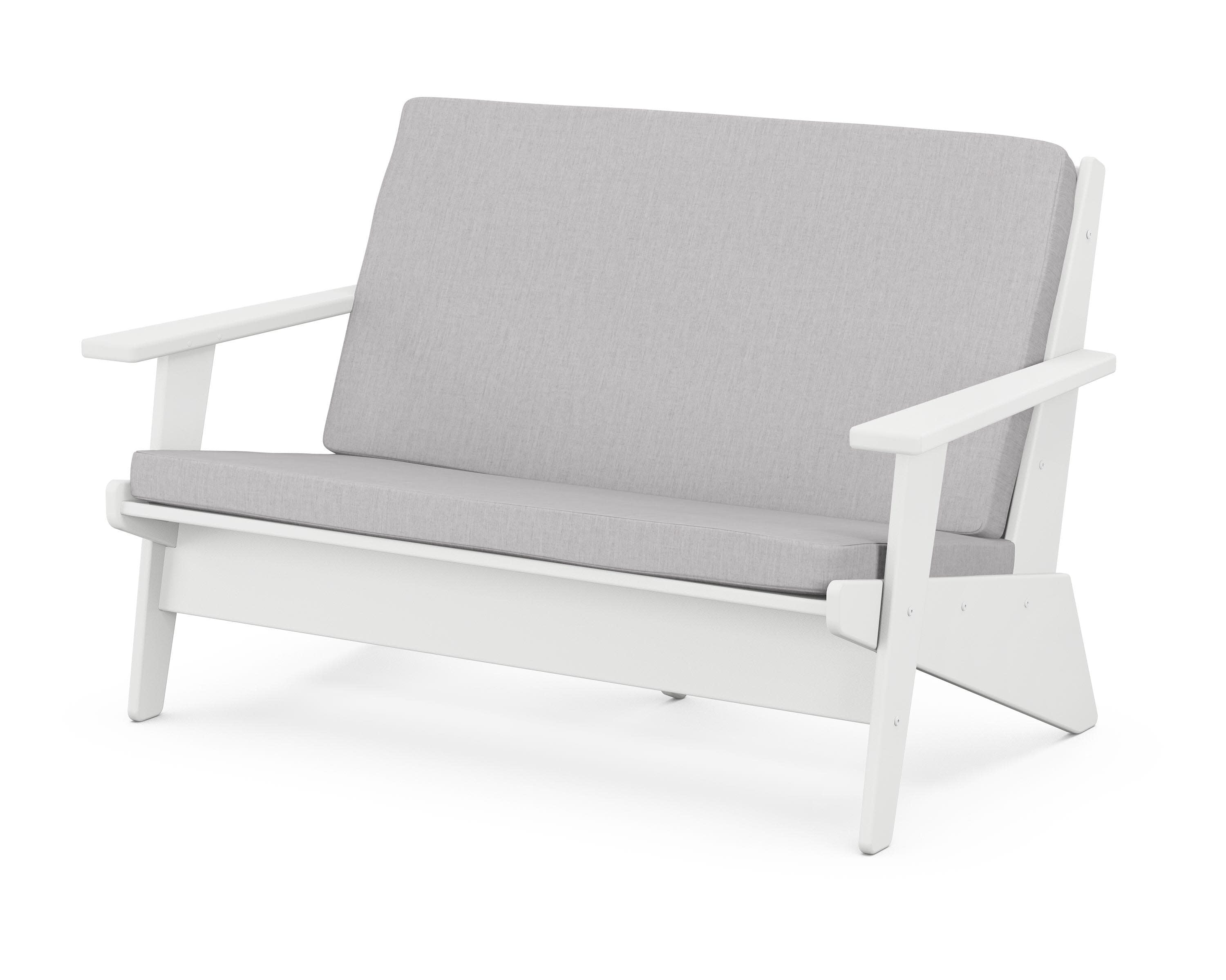 Riviera Modern Lounge Loveseat in White / Granite