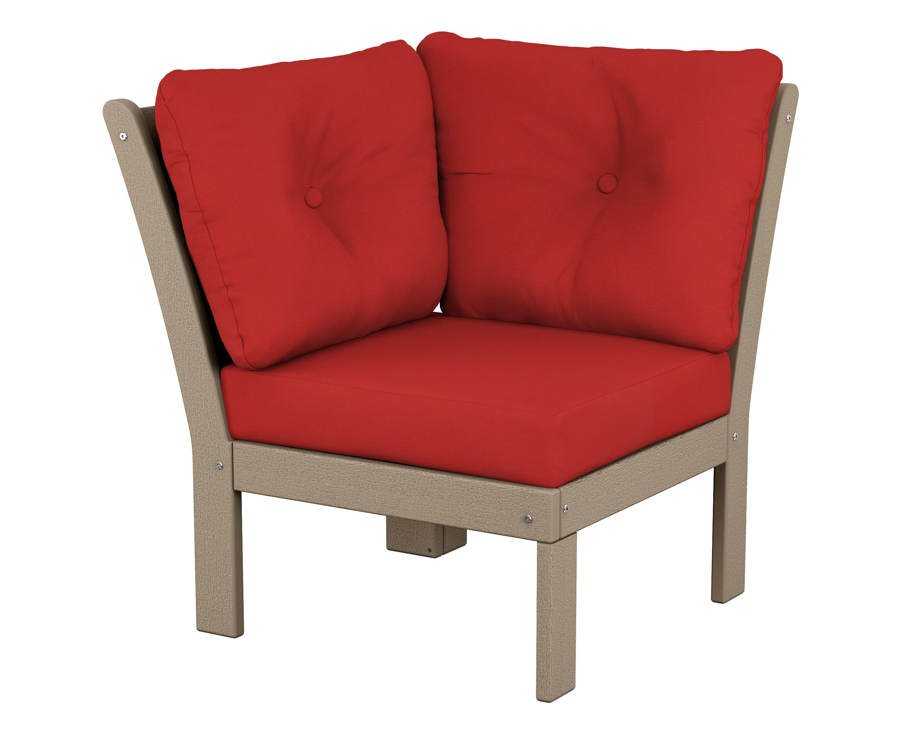Vineyard Modular Corner Chair in Vintage Sahara / Crimson Linen
