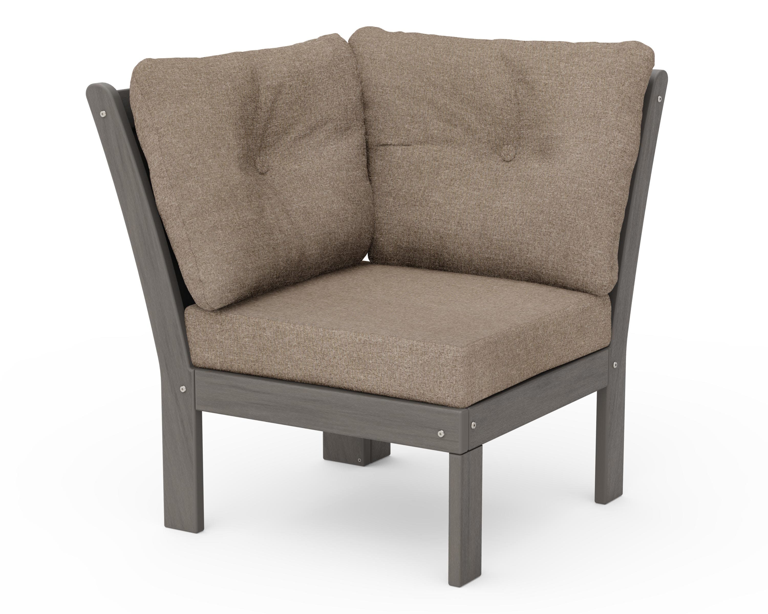 Vineyard Modular Corner Chair in Driftwood / Spiced Burlap