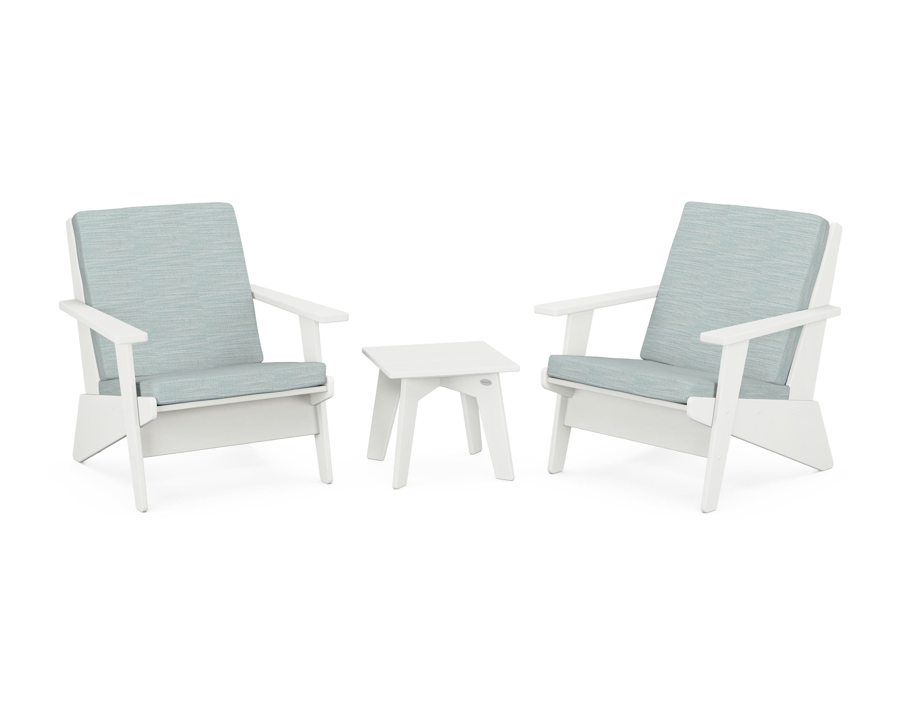 Riviera Modern Lounge 3-Piece Set in Vintage White / Soothe Mist