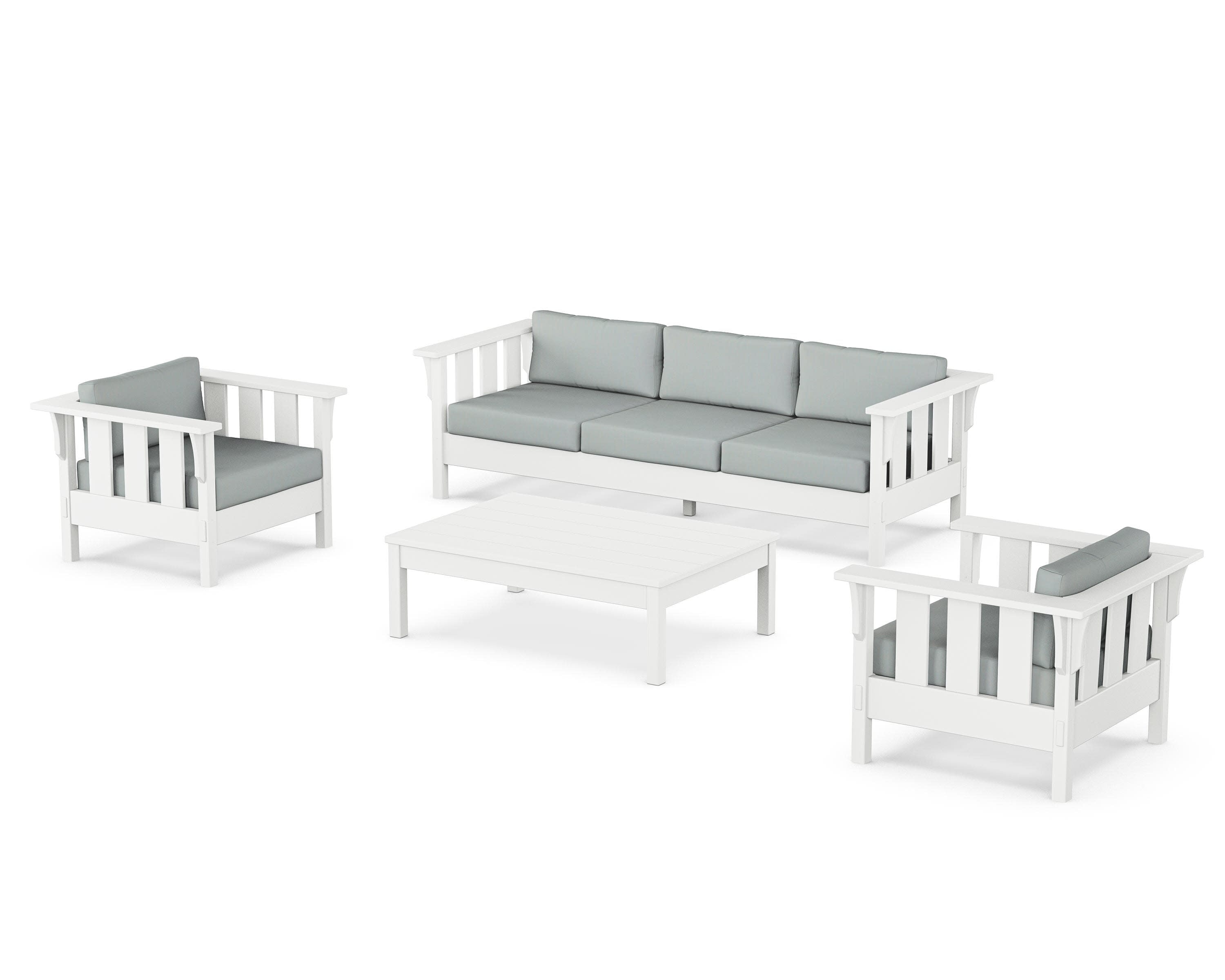 Acadia 4-Piece Deep Seating Set with Sofa in White / Spa