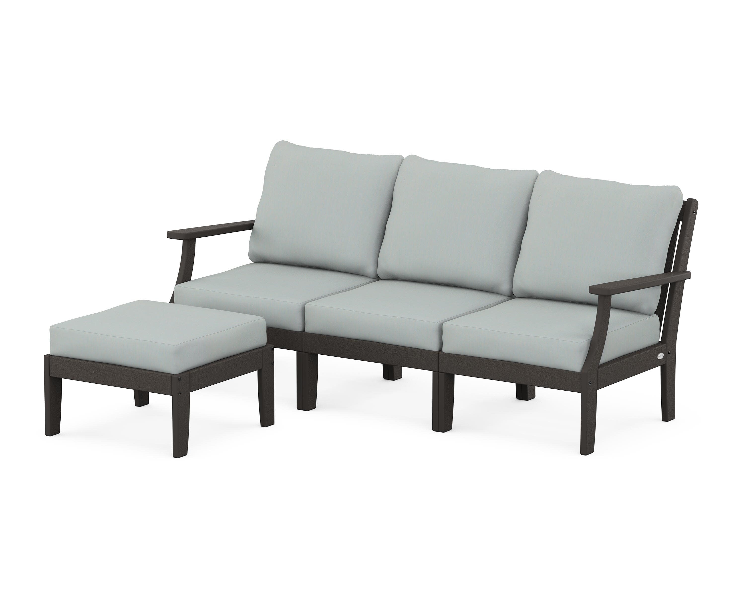 Braxton Modular 4-Piece Deep Seating Set with Ottoman in Vintage Coffee / Spa