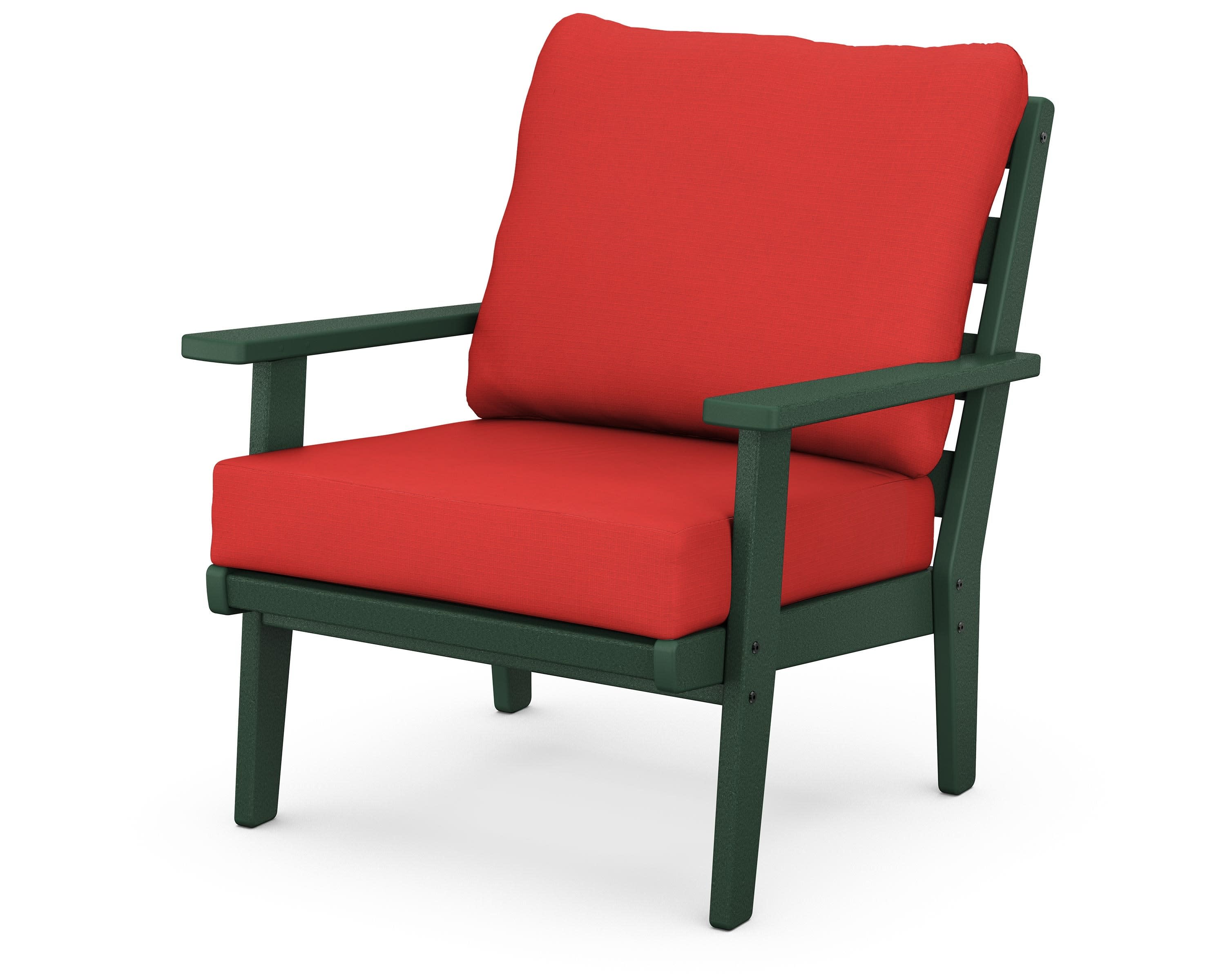 Grant Park Deep Seating Chair in Green / Crimson Linen