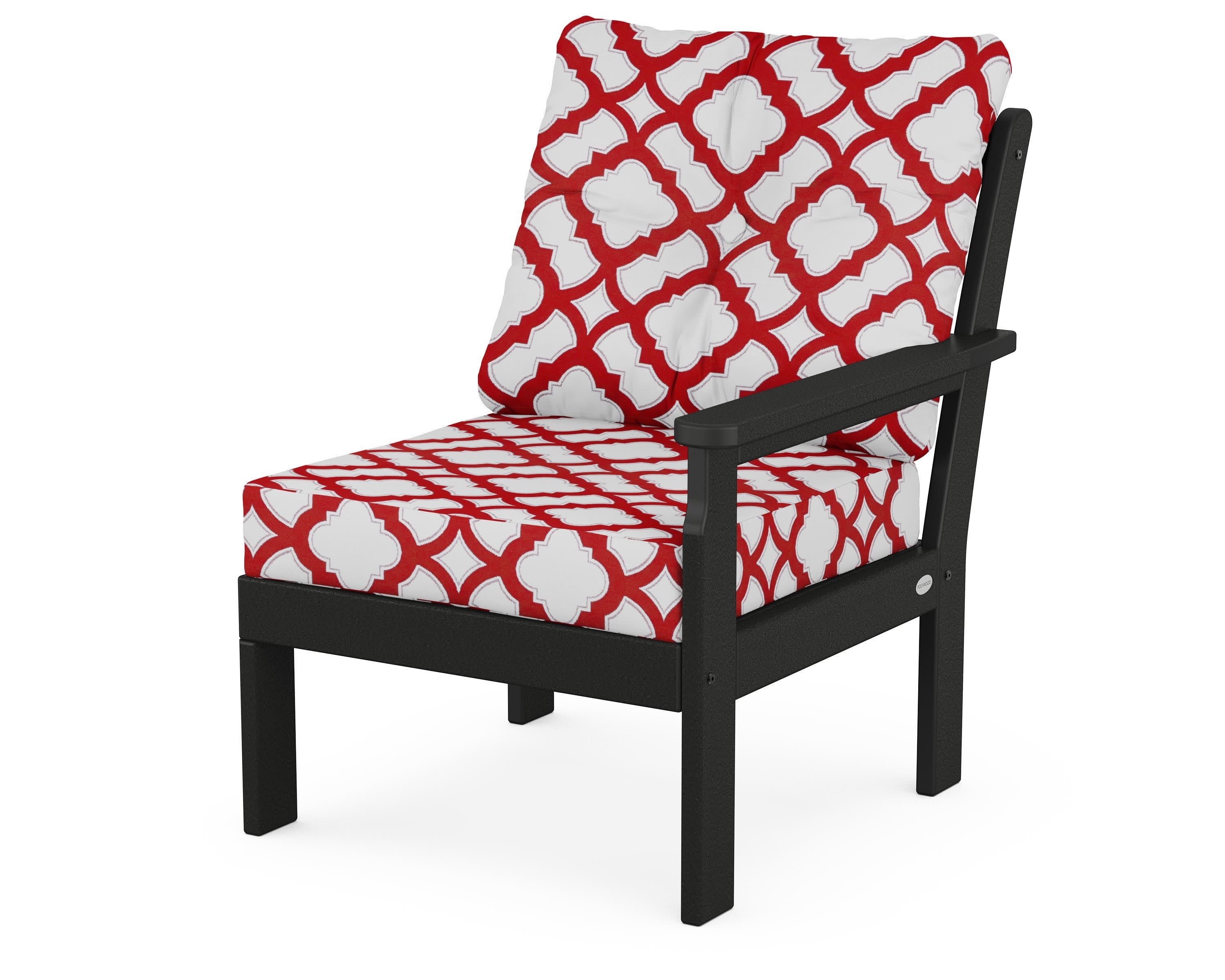 Vineyard Modular Right Arm Chair in Black / Trellis Crimson