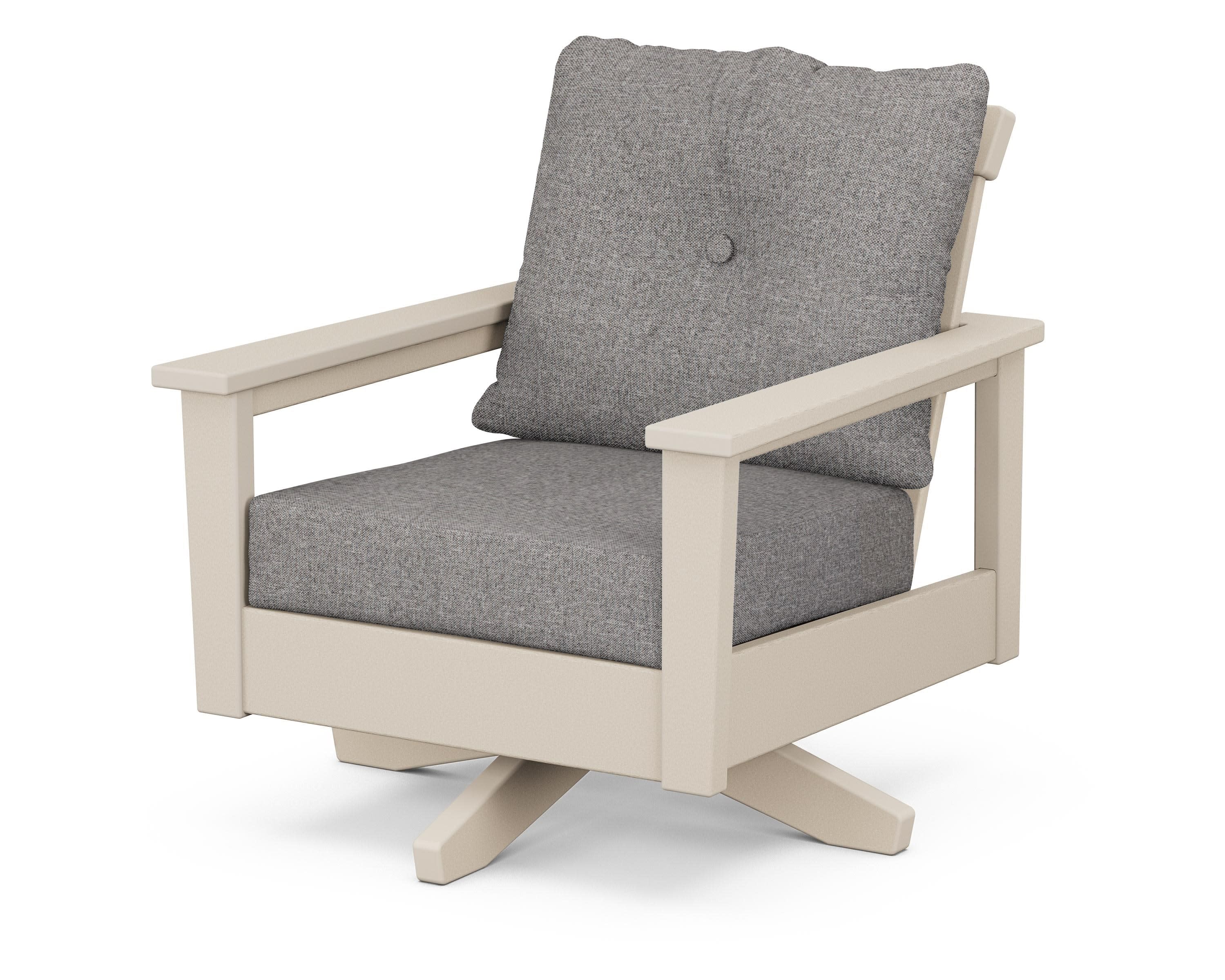Prescott Deep Seating Swivel Chair in Sand / Grey Mist