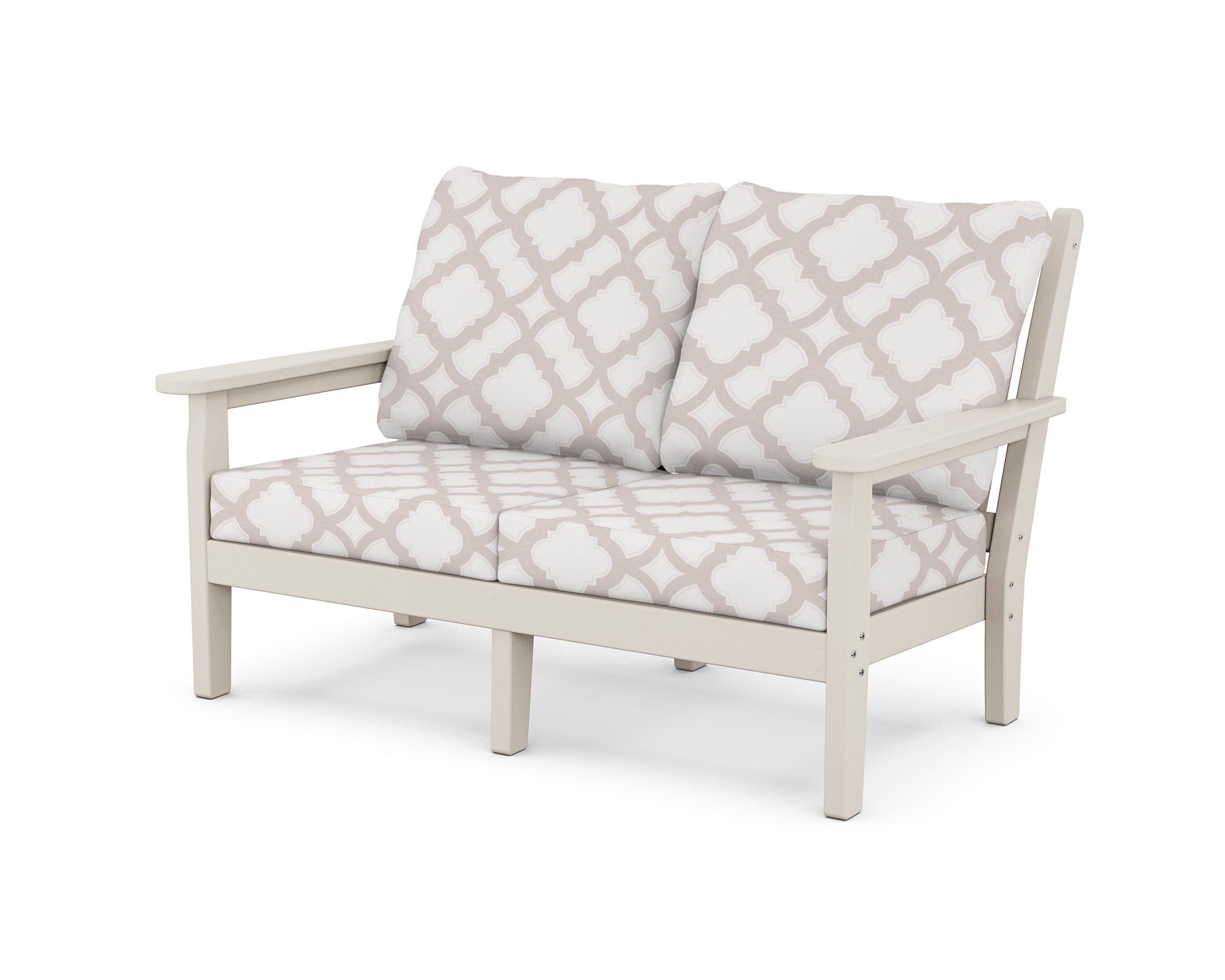 Chippendale Deep Seating Loveseat in Sand / Trellis Dune Burlap