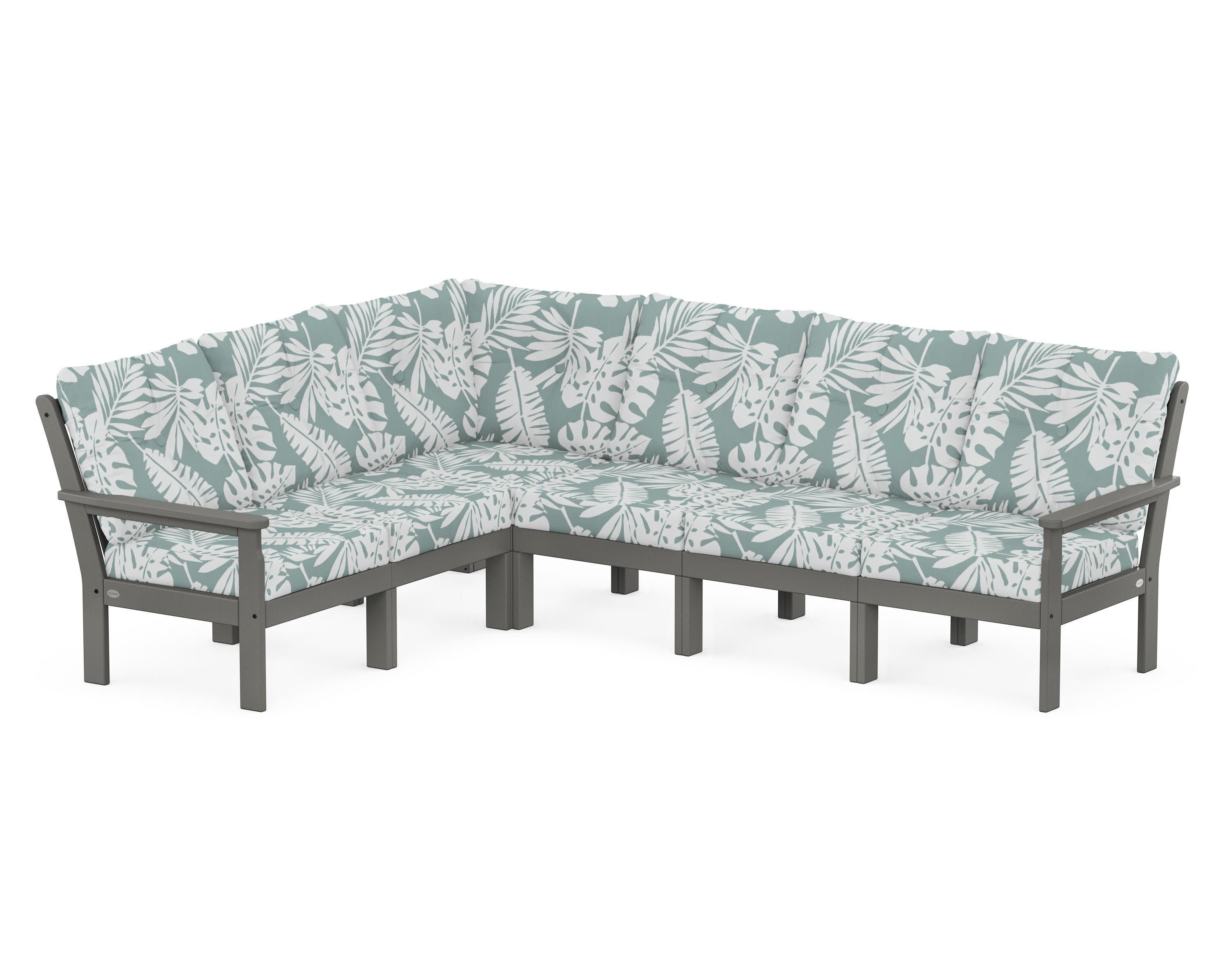 Vineyard 6-Piece Sectional in Slate Grey / Leaf Glacier Spa
