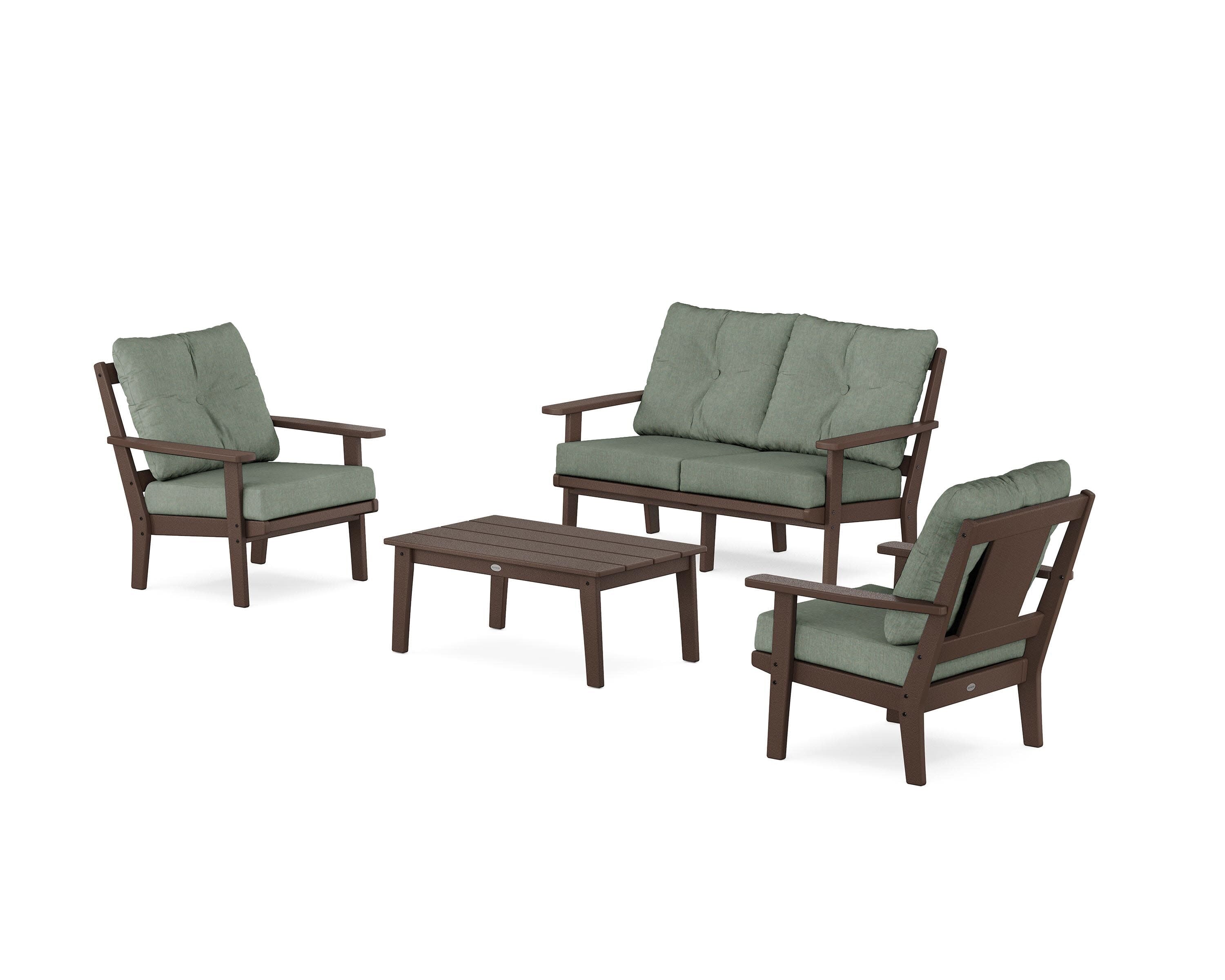 Prairie 4-Piece Deep Seating Set with Loveseat in Mahogany / Cast Sage