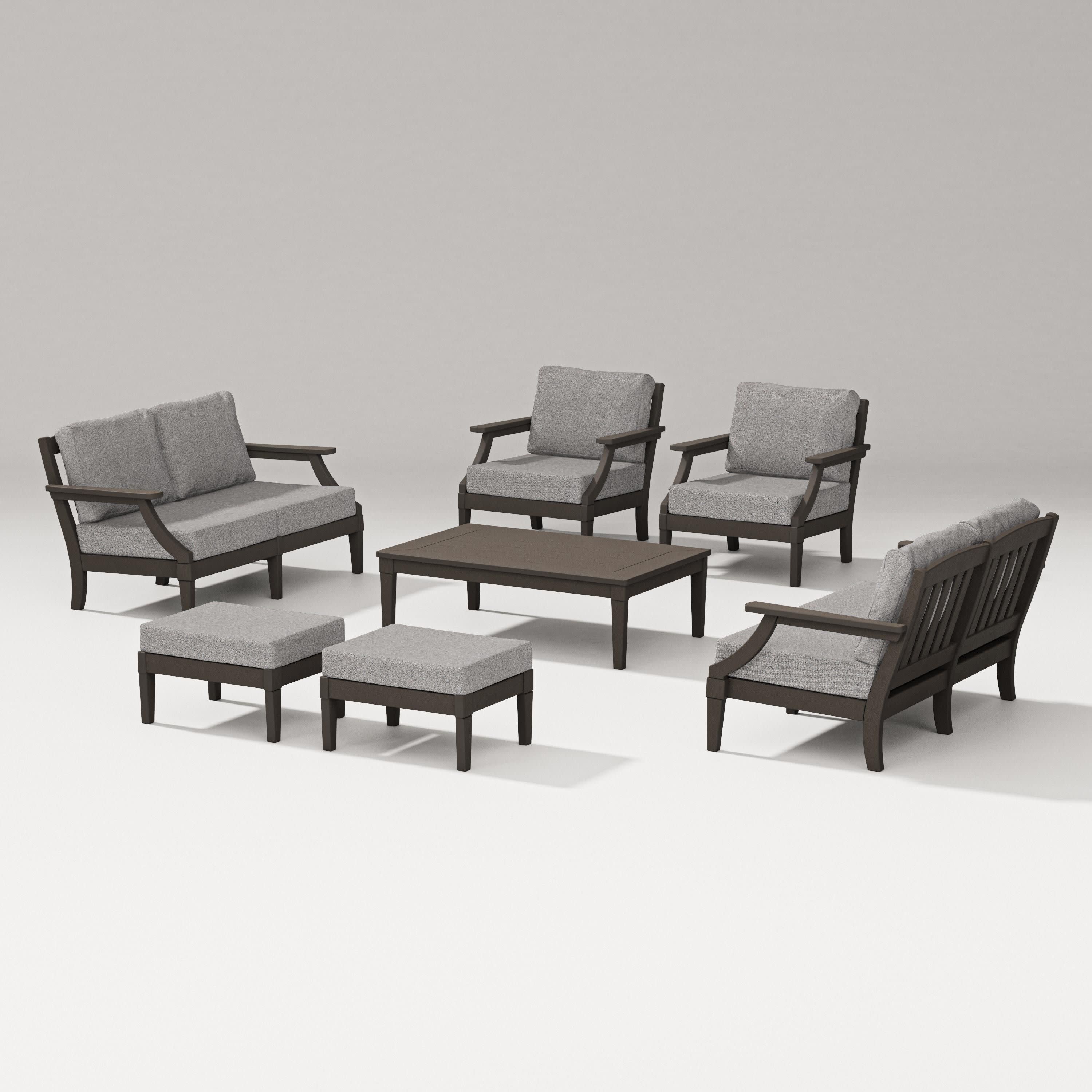 Estate 7-Piece Lounge Loveseat Set in Vintage Coffee / Grey Mist