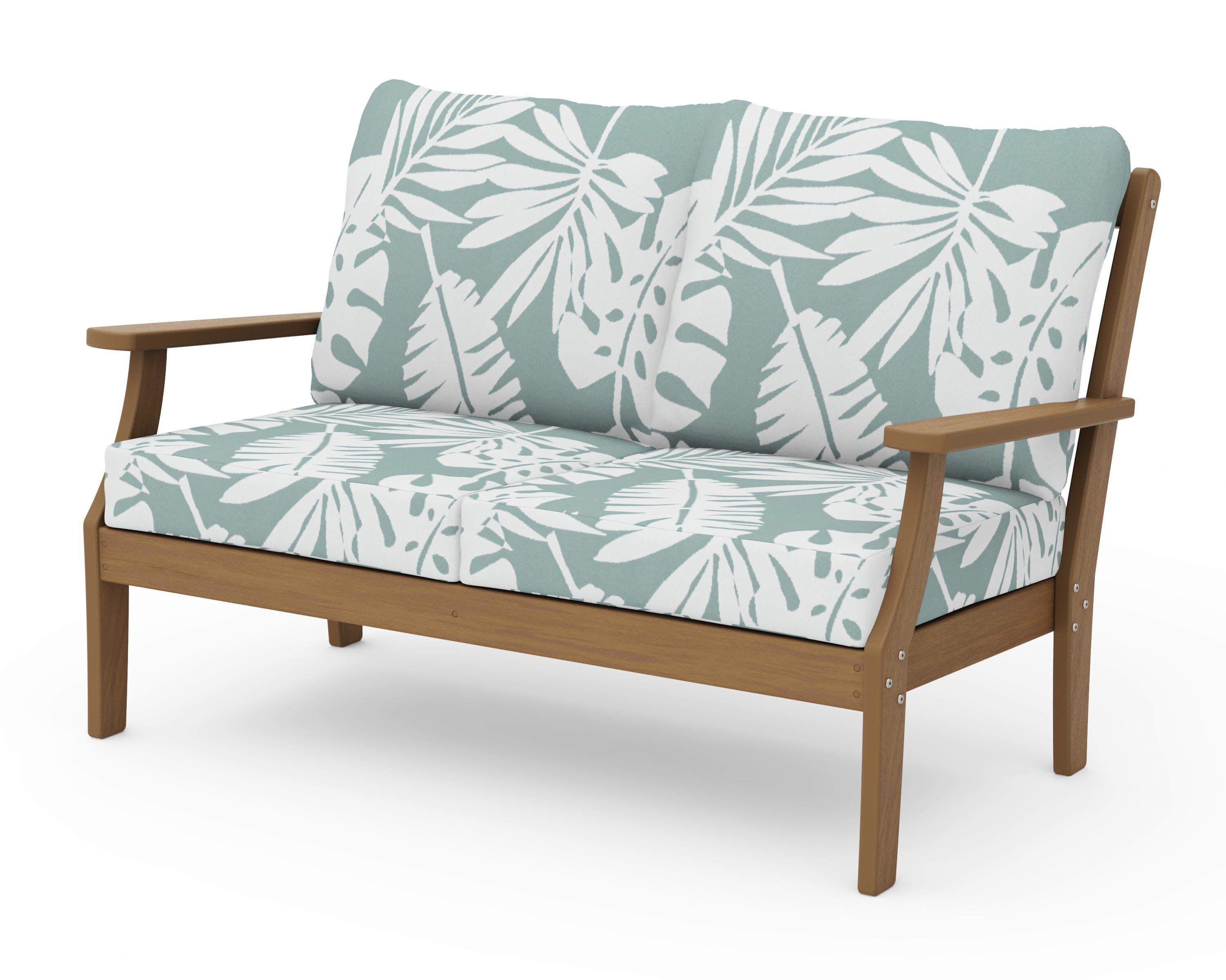 Braxton Deep Seating Loveseat in Natural / Leaf Glacier Spa