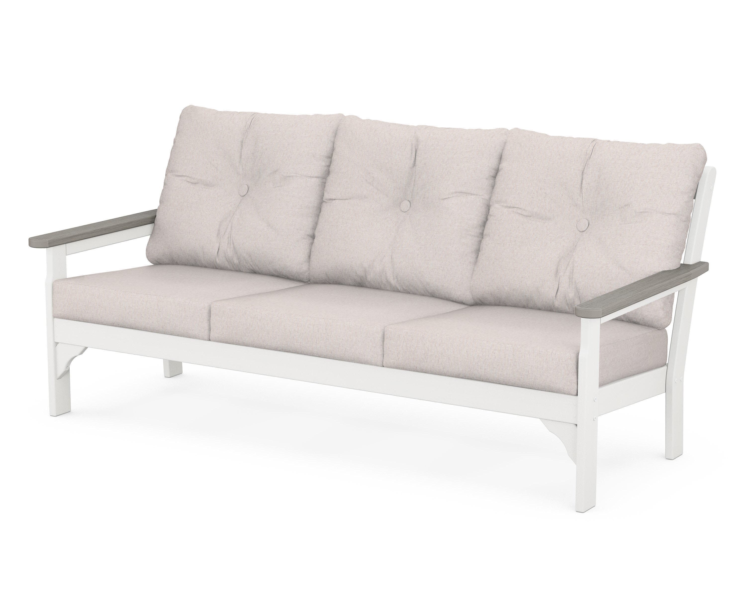 Vineyard Deep Seating Sofa in White / Driftwood / Dune Burlap