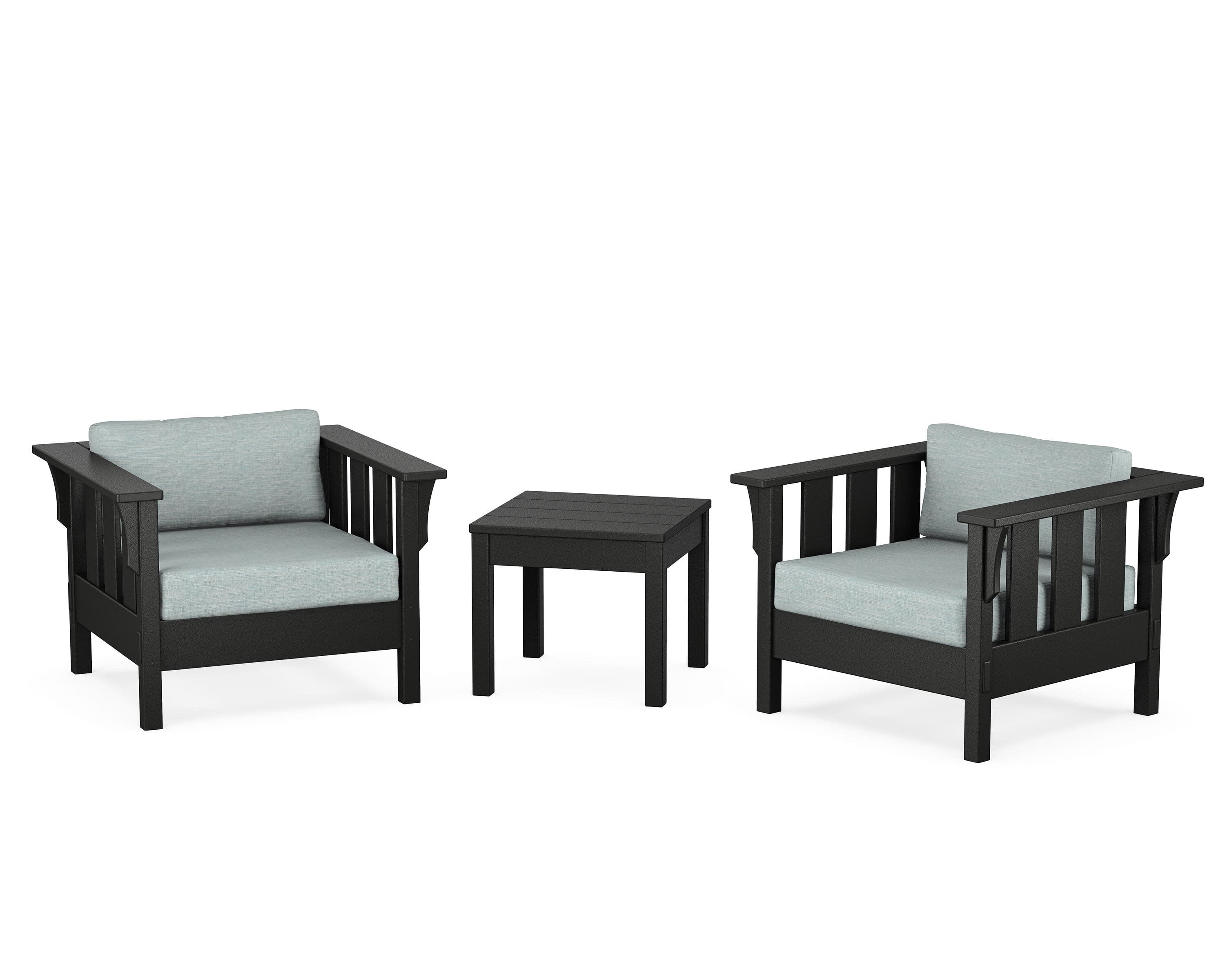 Acadia 3-Piece Deep Seating Set in Black / Soothe Mist