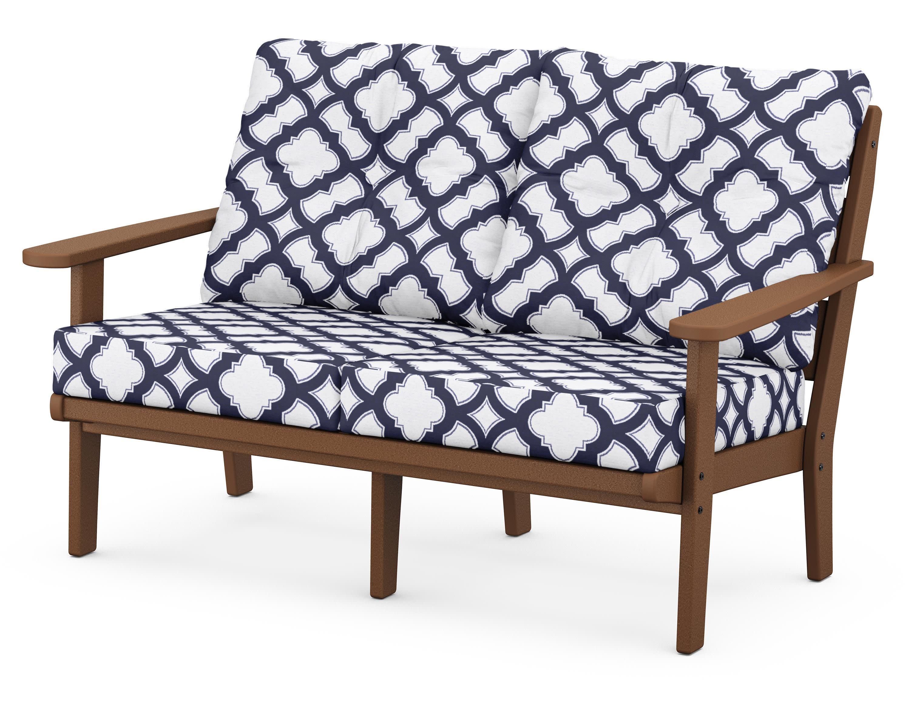 Lakeside Deep Seating Loveseat in Teak / Trellis Navy