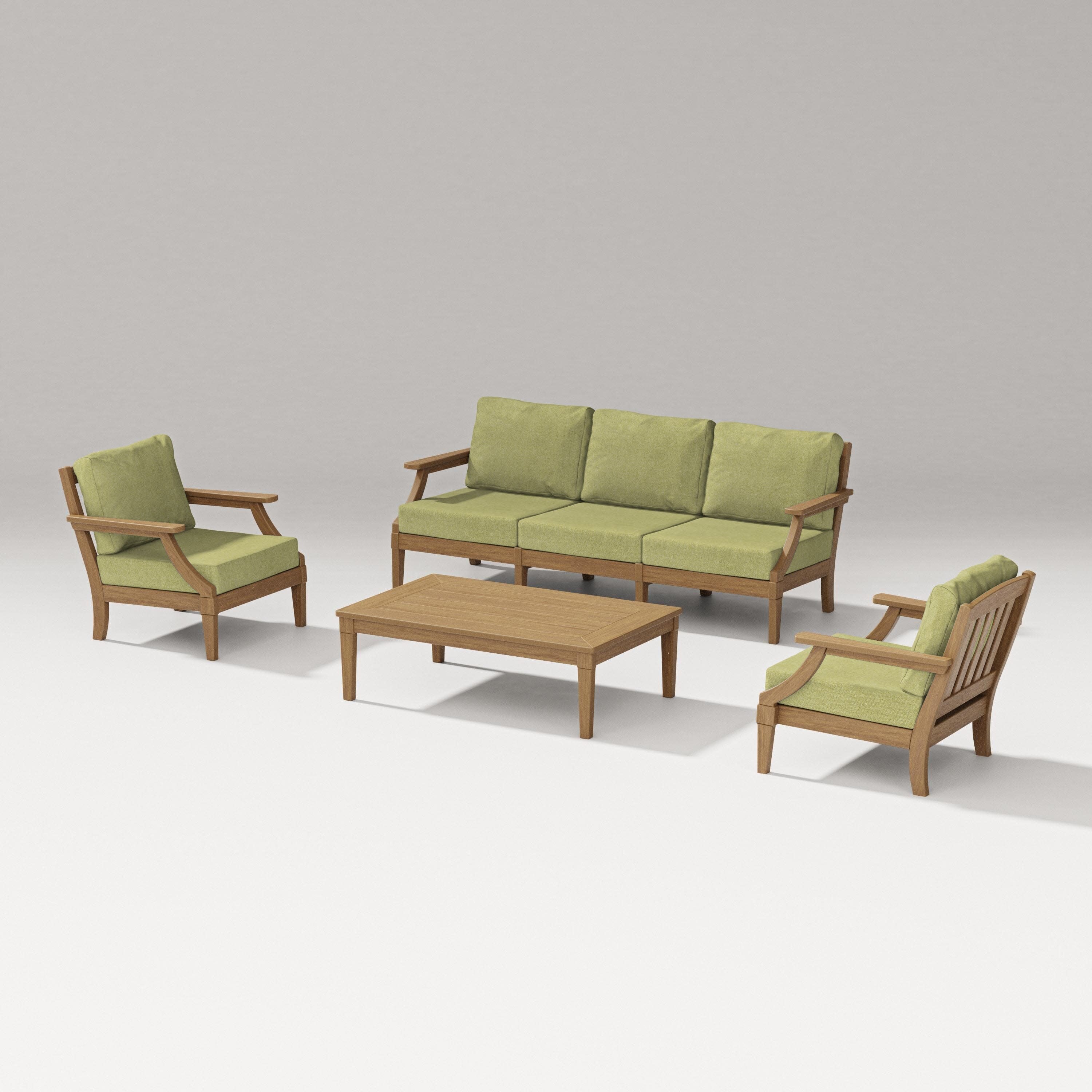 Estate 4-Piece Lounge Sofa Set in Natural / Chartreuse Boucle