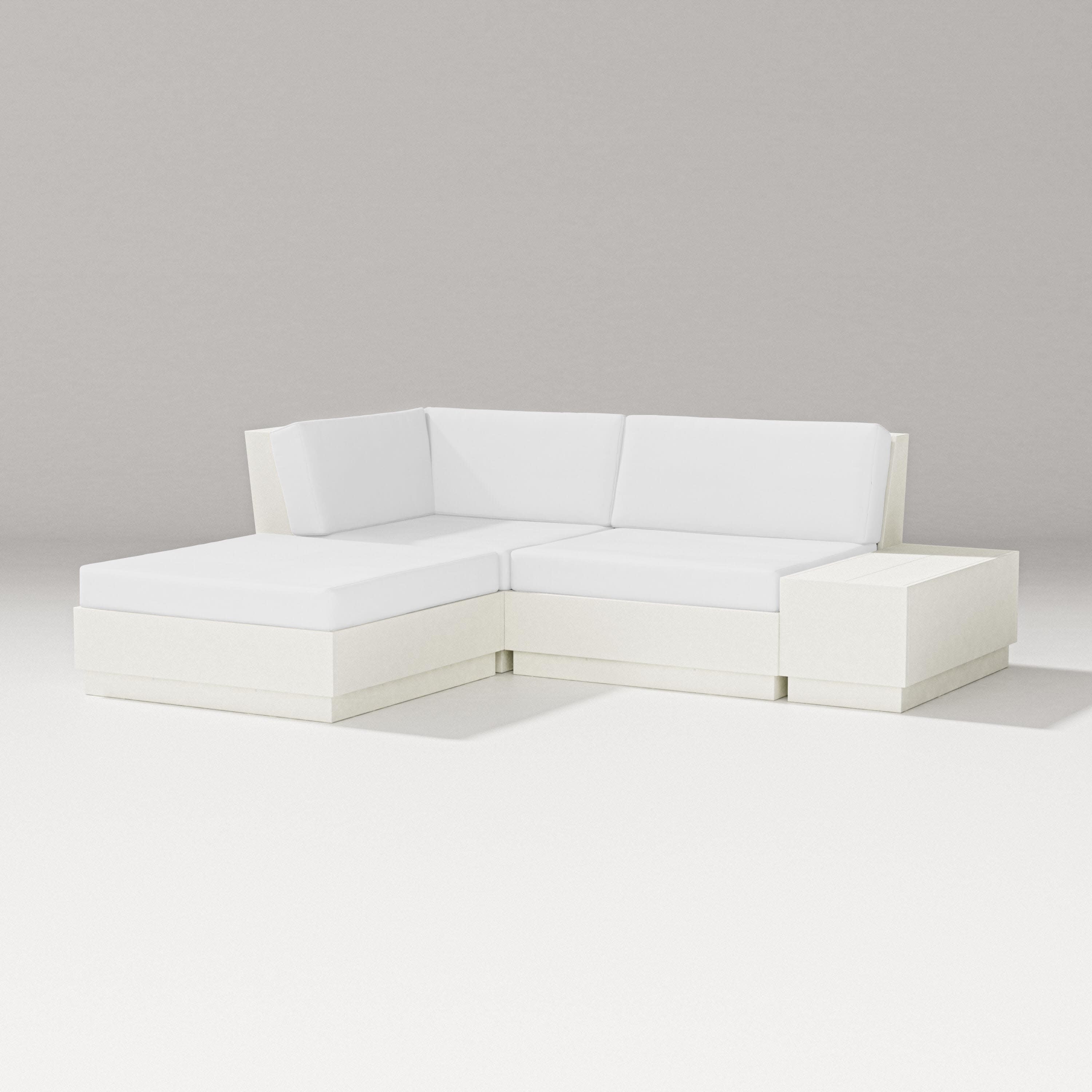 Elevate Loveseat Sectional with Chaise in Vintage White / Natural