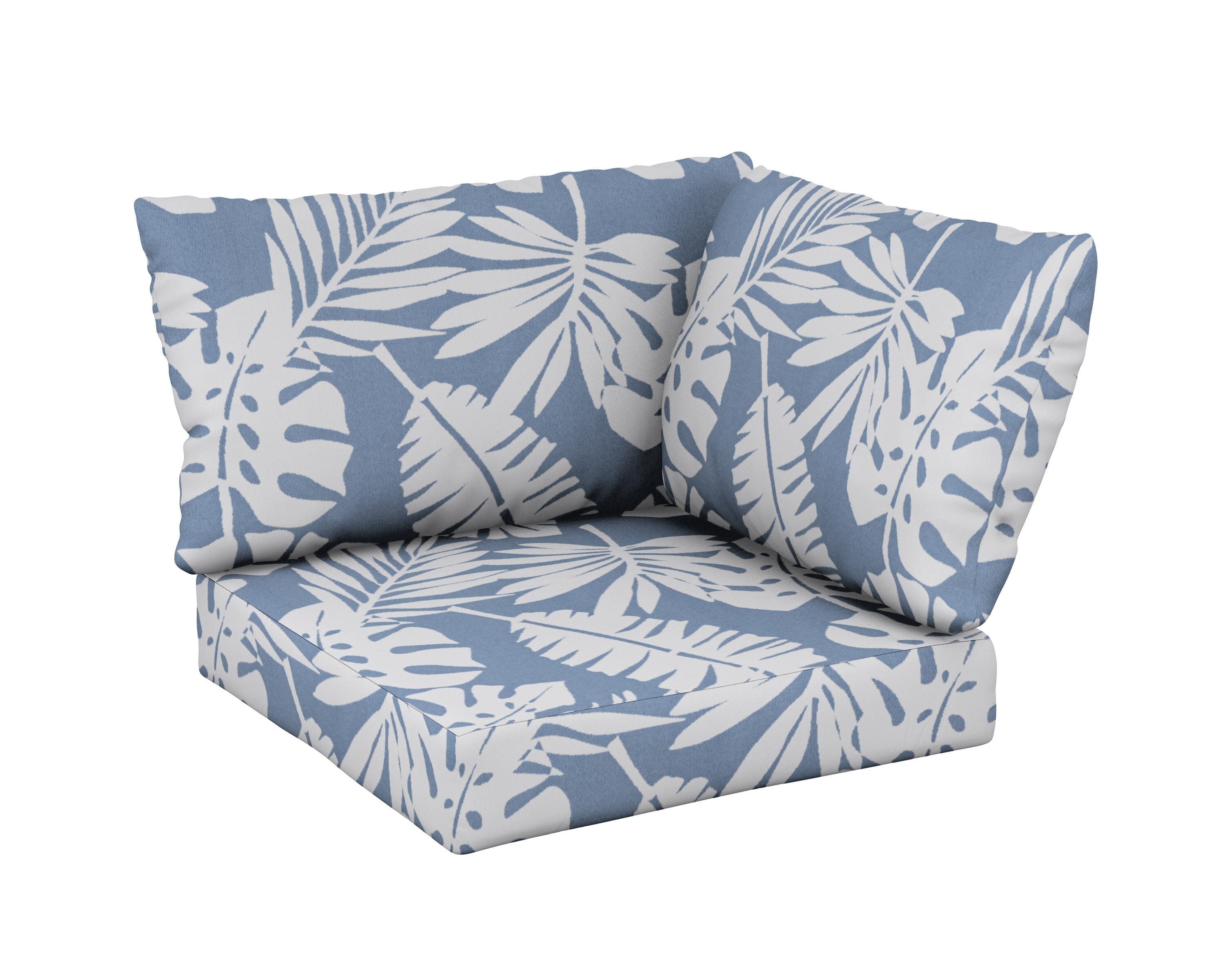 Modular Corner Cushion Set in Leaf Sky Blue