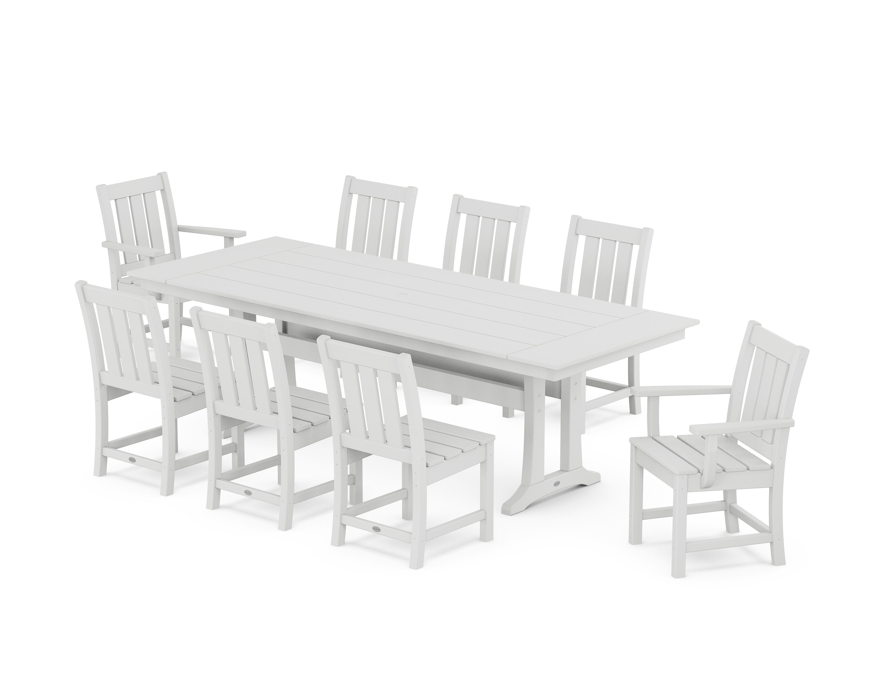 Oxford 9-Piece Farmhouse Dining Set with Trestle Legs in White