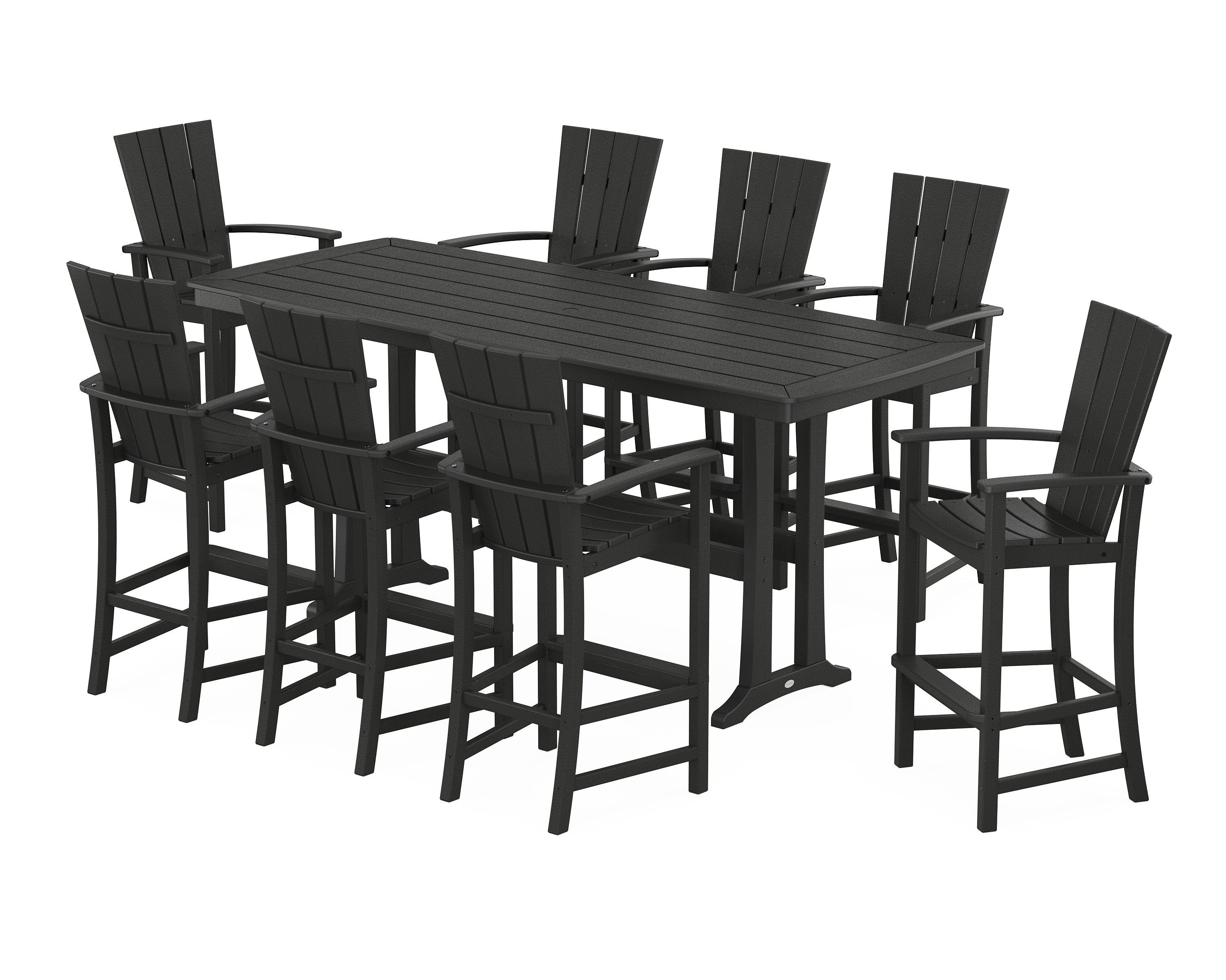 Quattro Adirondack 9-Piece Bar Set with Trestle Legs in Black