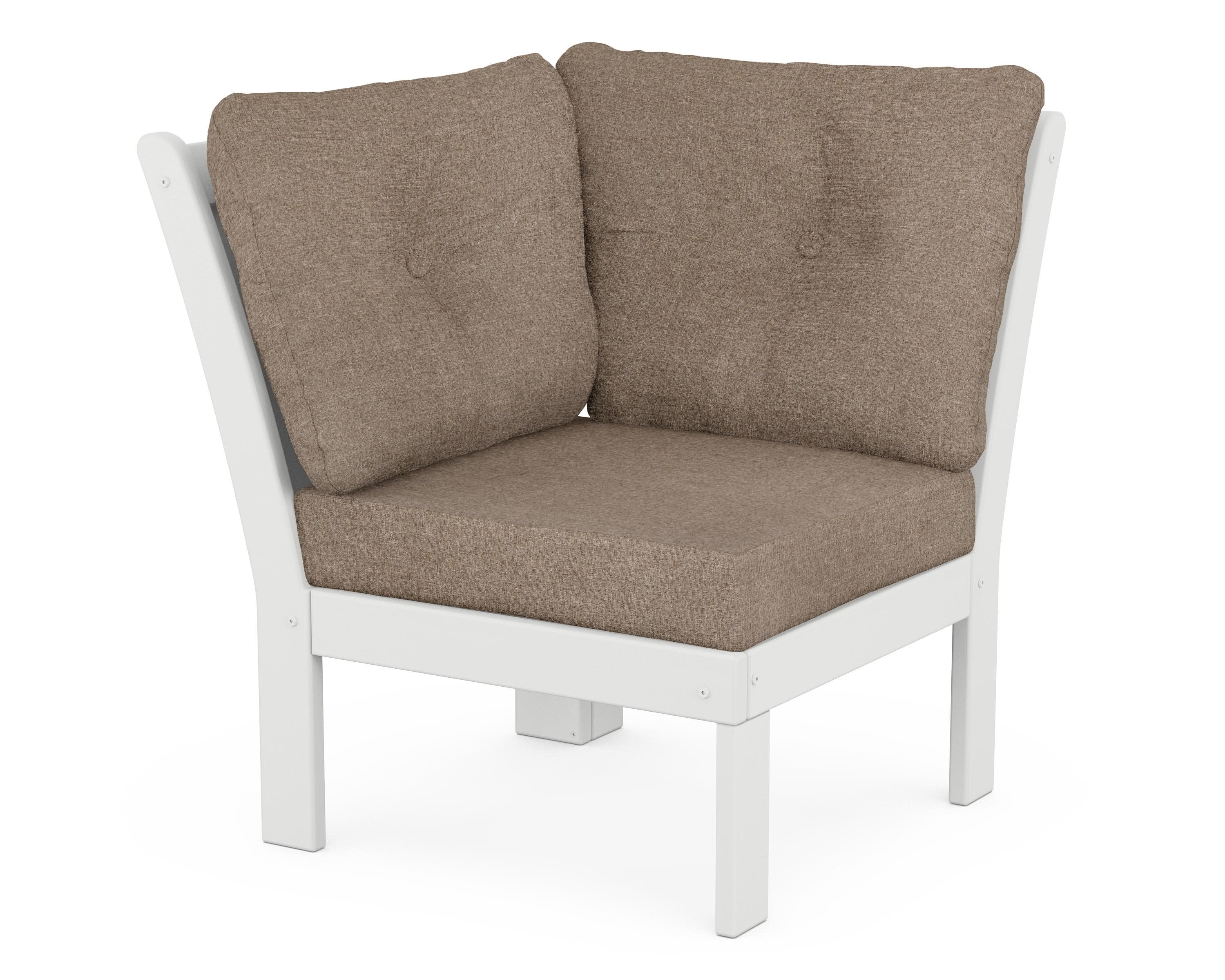 Vineyard Modular Corner Chair in White / Spiced Burlap