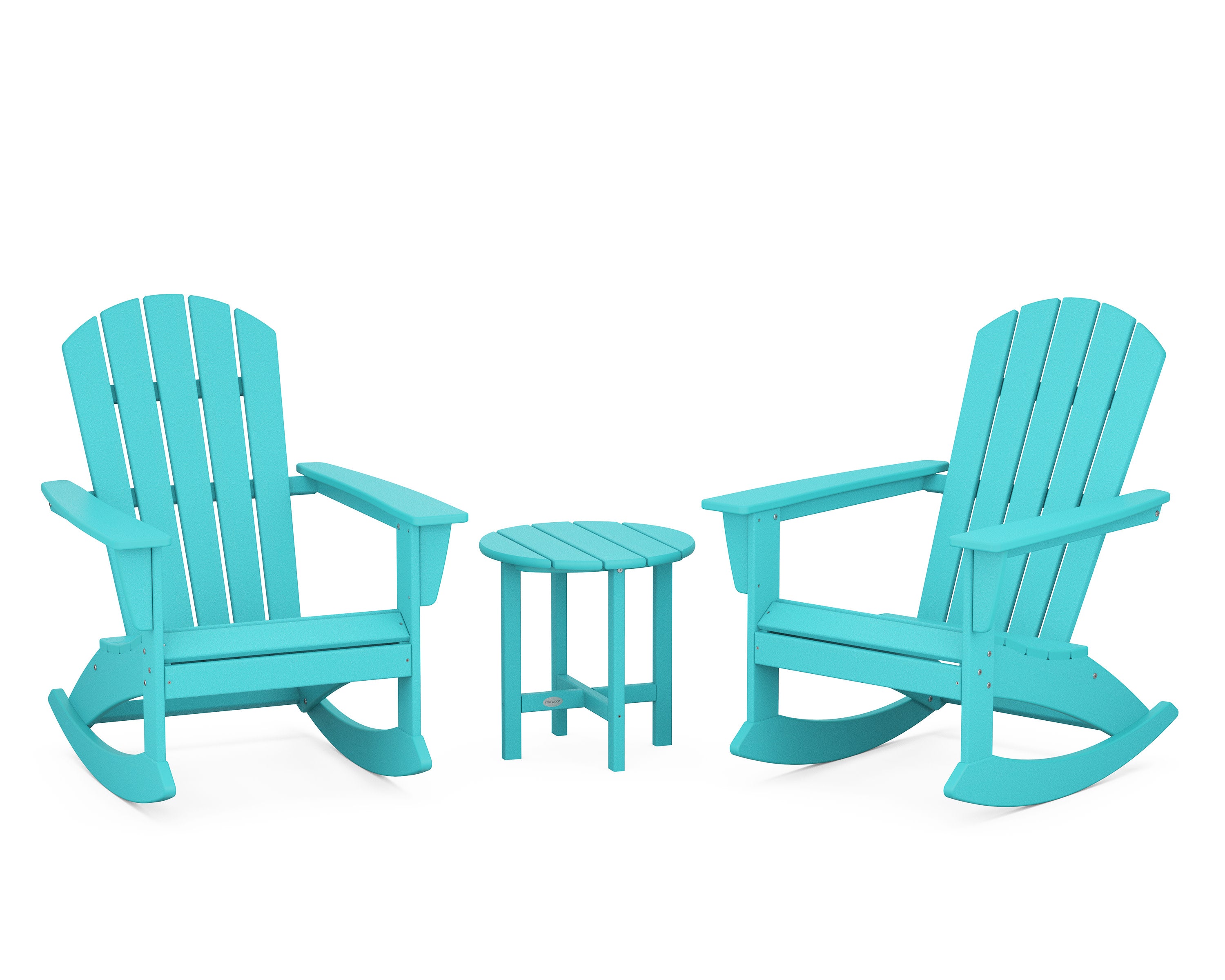 Nautical 3-Piece Adirondack Rocking Chair Set in Aruba