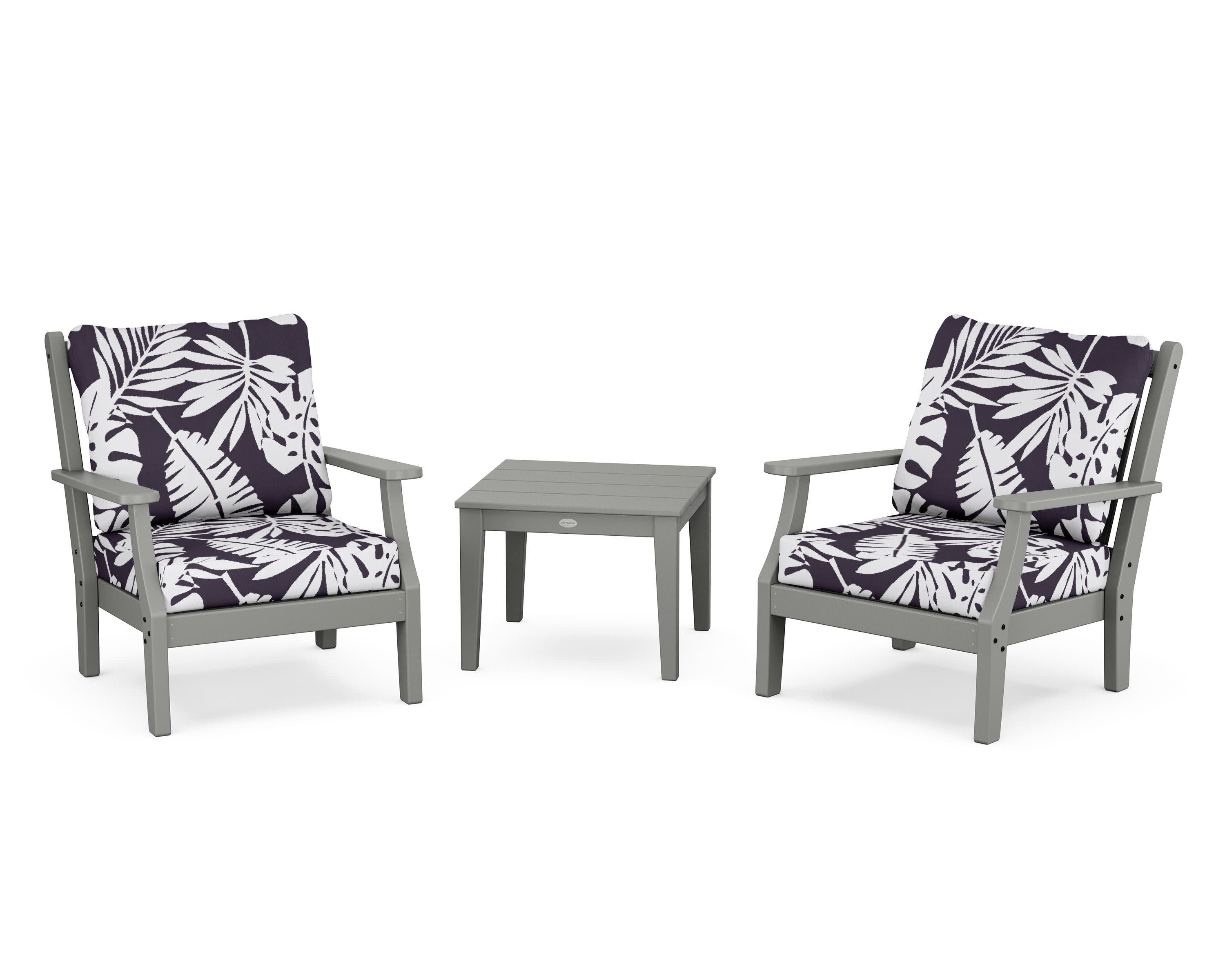 Wovendale 3-Piece Deep Seating Set in Slate Grey / Leaf Navy