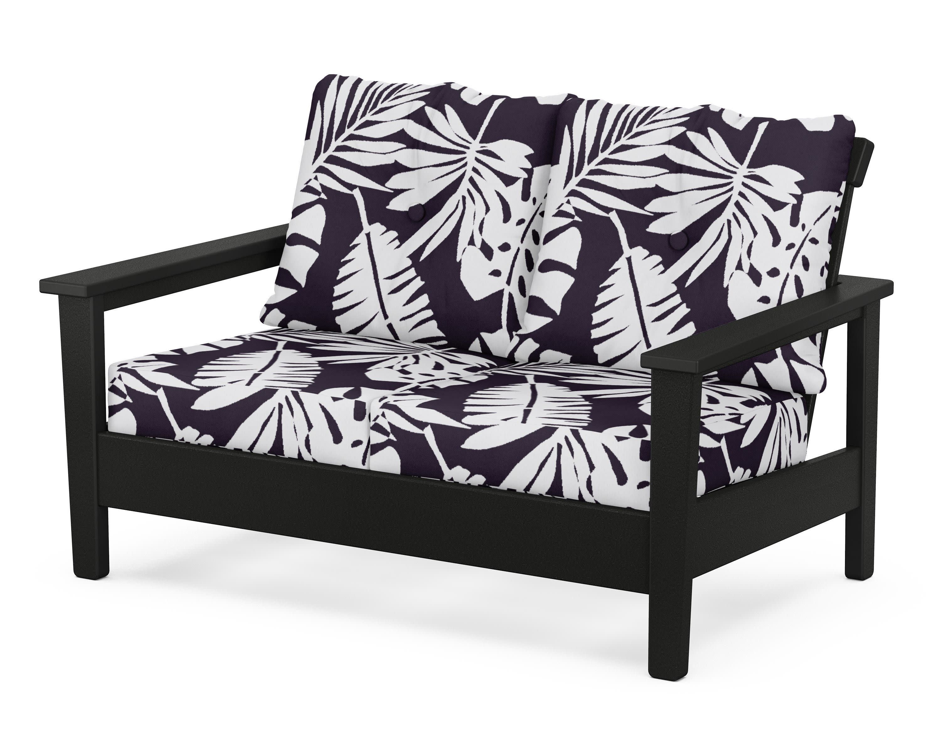 Prescott Deep Seating Loveseat in Black / Leaf Navy