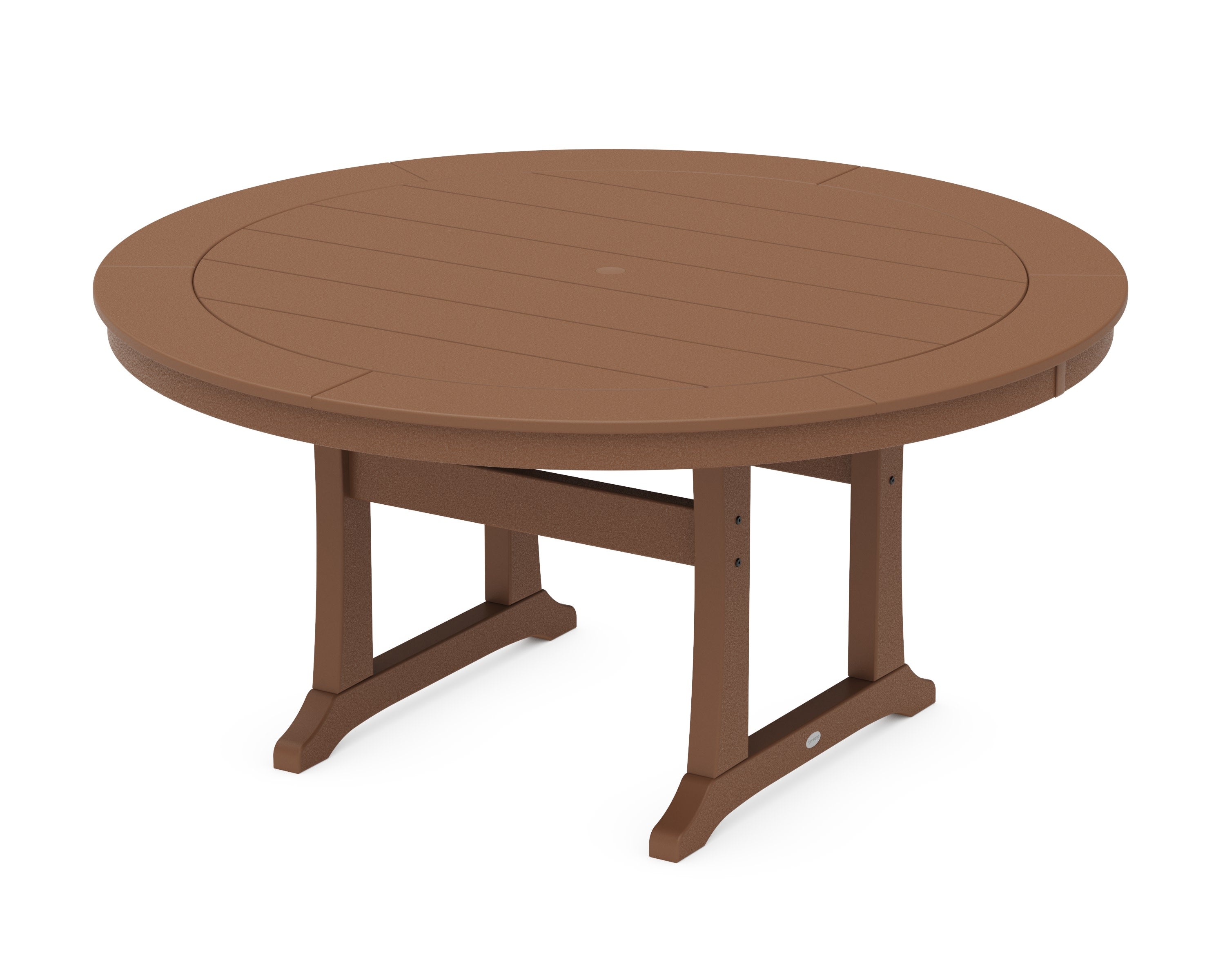 Nautical Trestle 60" Round Dining Table in Teak