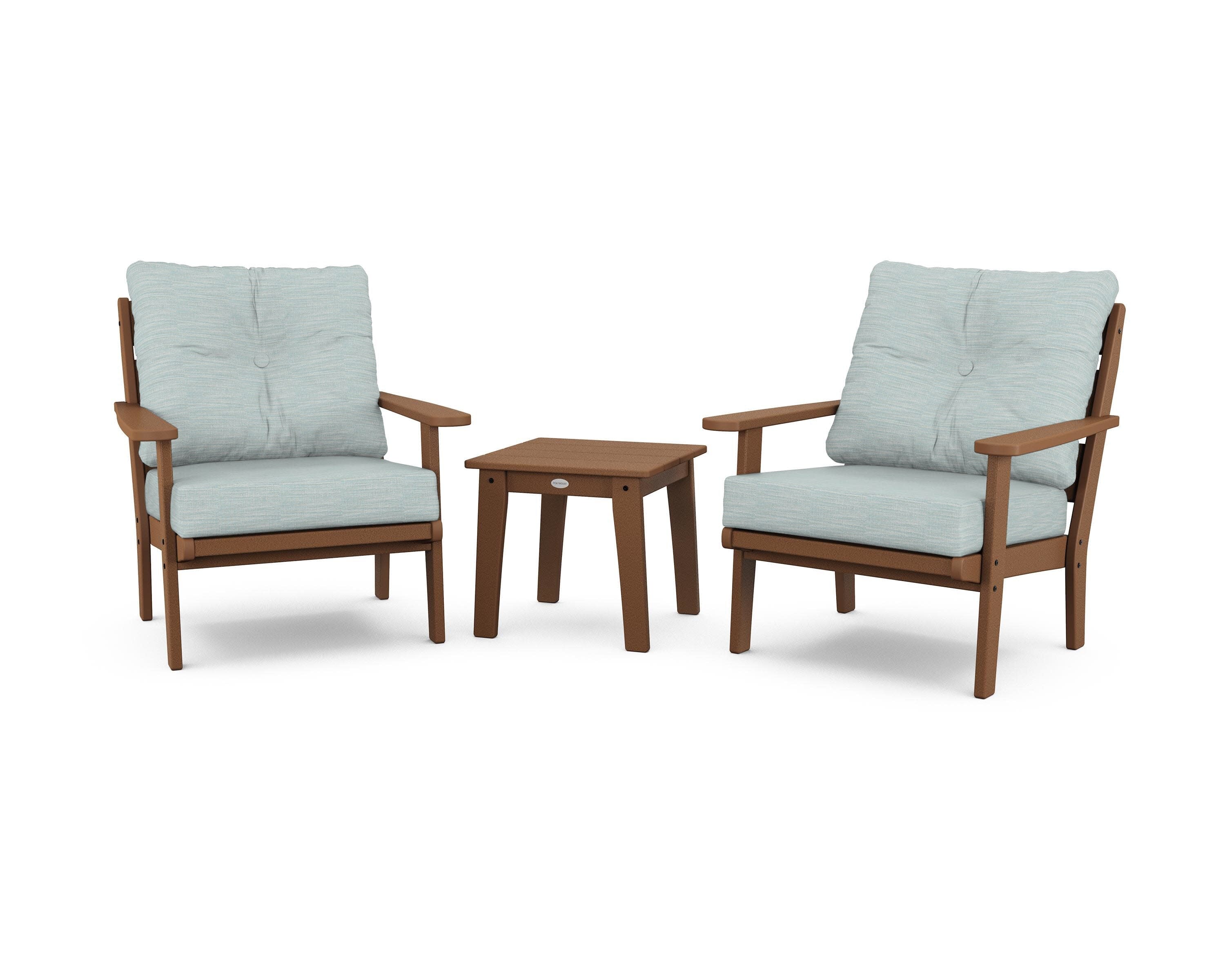 Lakeside 3-Piece Deep Seating Chair Set in Teak / Soothe Mist