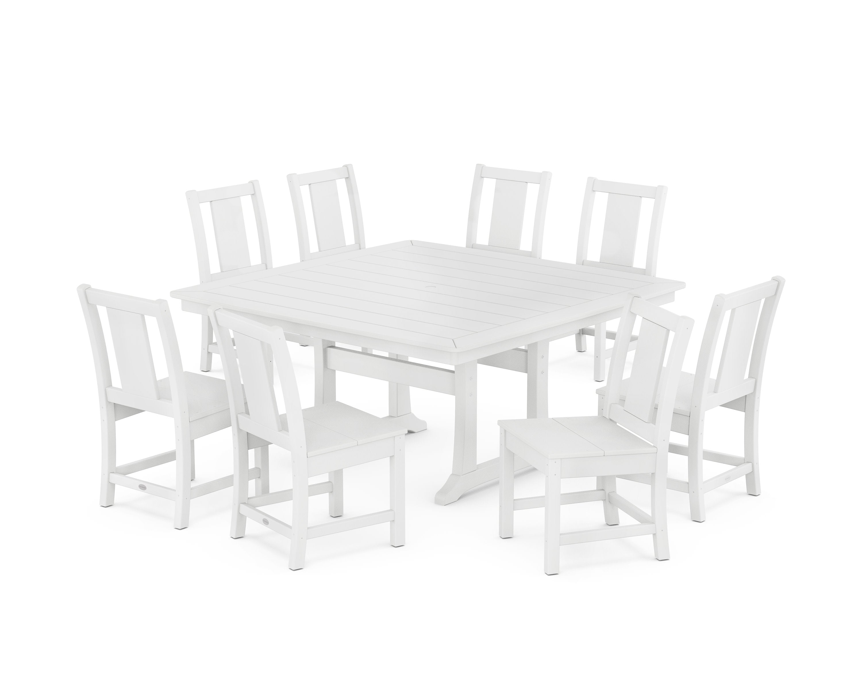 Prairie Side Chair 9-Piece Square Dining Set with Trestle Legs in White