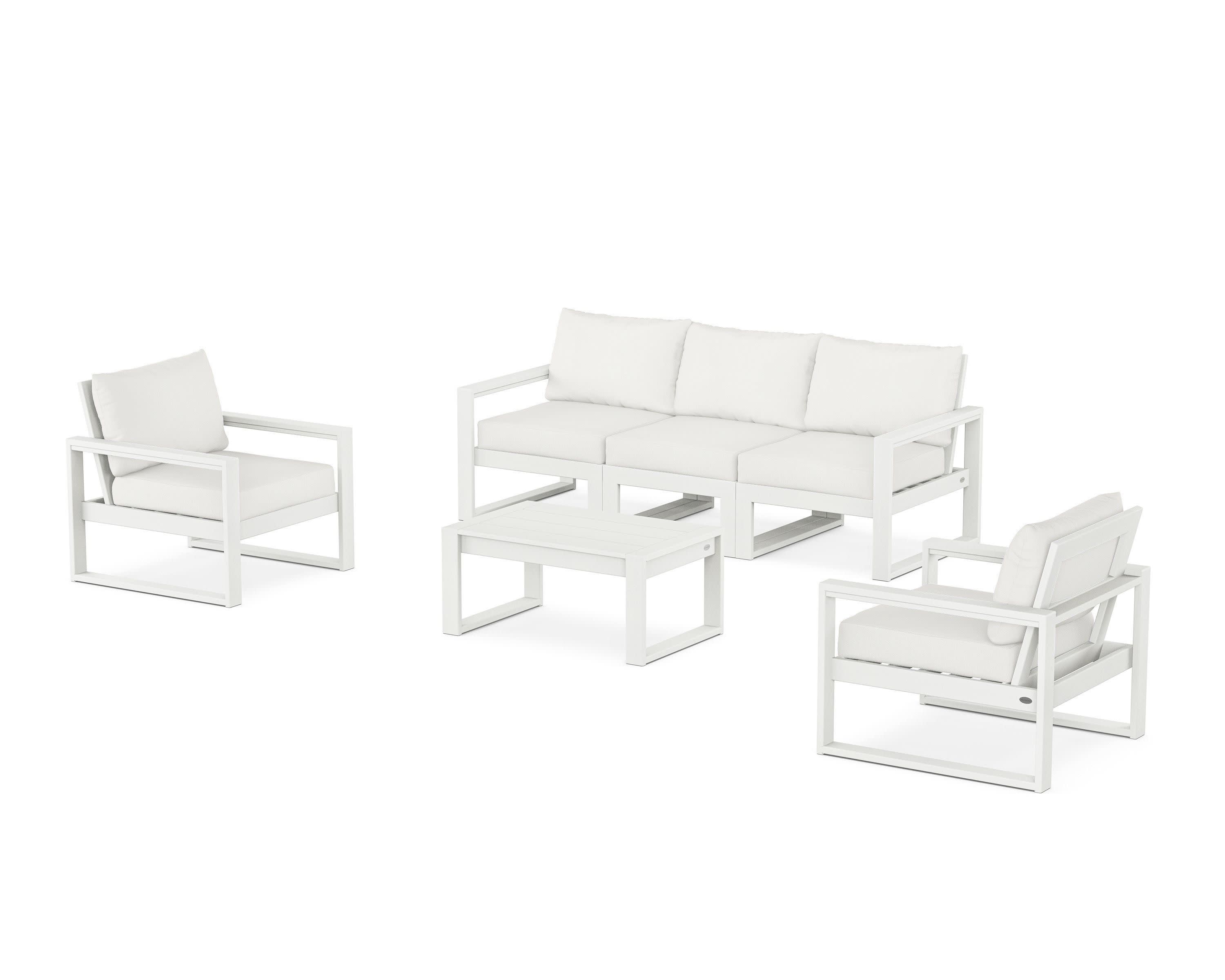 EDGE Sectional 4-Piece Deep Seating Set with Sofa in Vintage White / Natural Linen