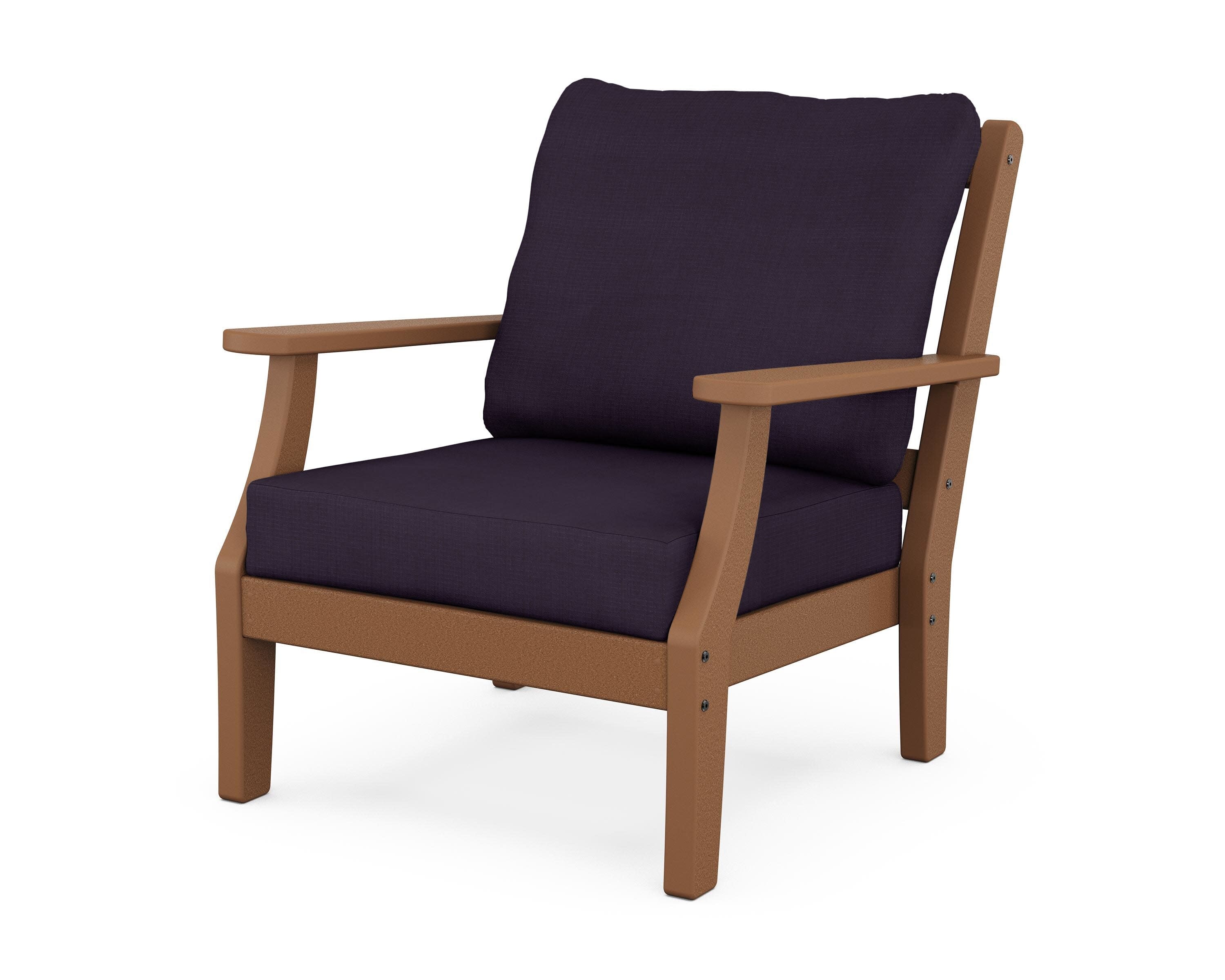 Chinoiserie Deep Seating Chair in Teak / Navy Linen