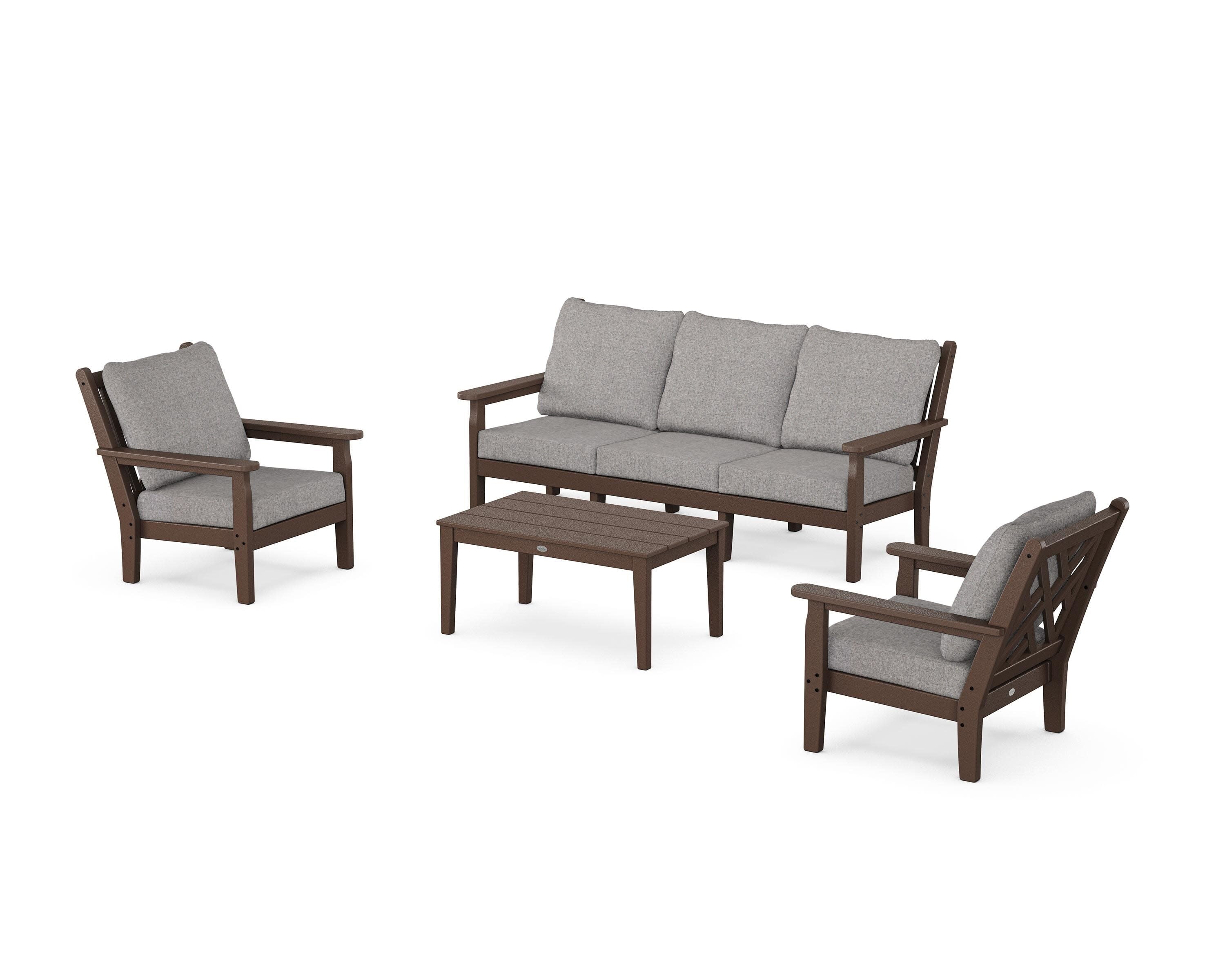 Chippendale 4-Piece Deep Seating Set with Sofa in Mahogany / Grey Mist