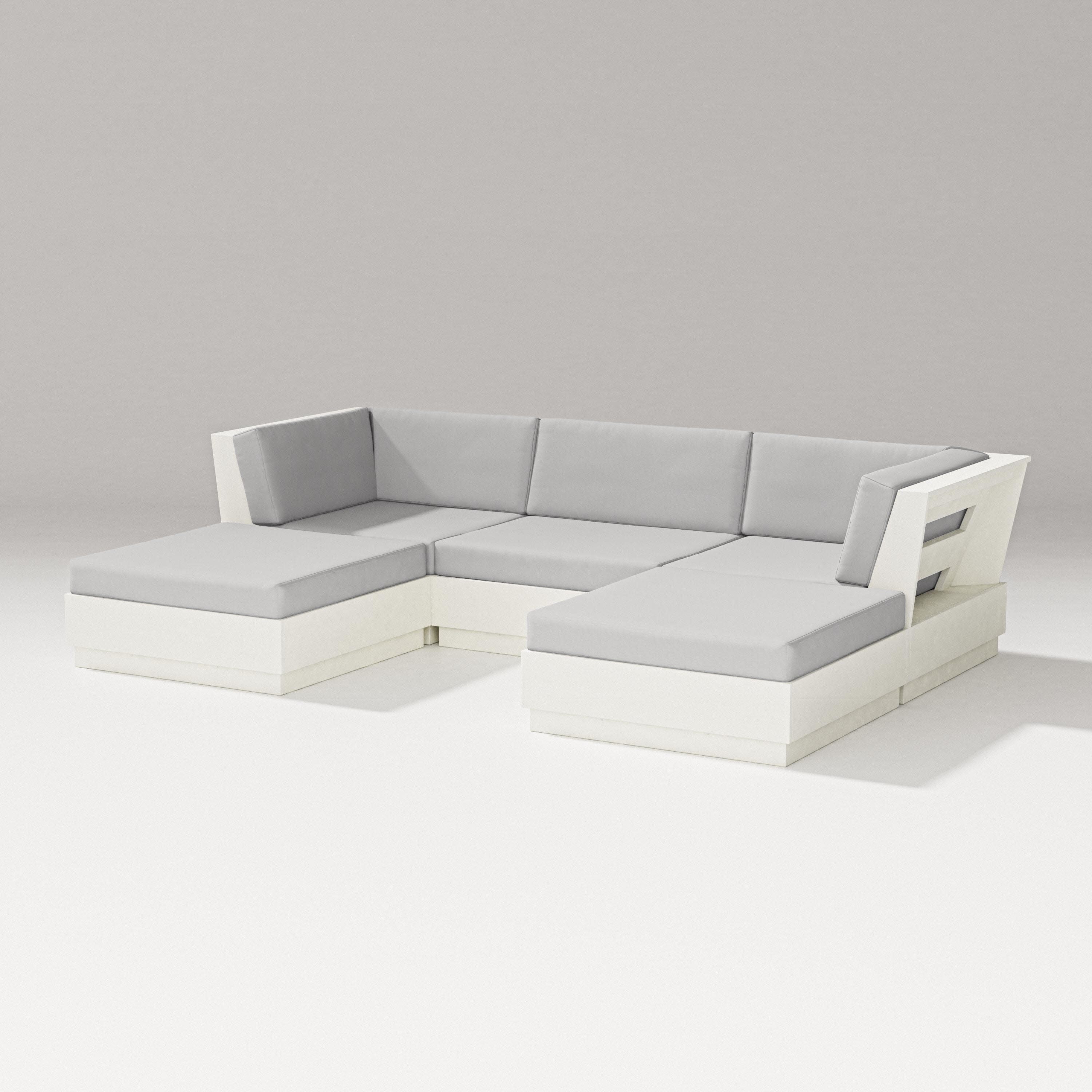 Elevate Double Chaise Sectional in Vintage White / Diamond in the Rough