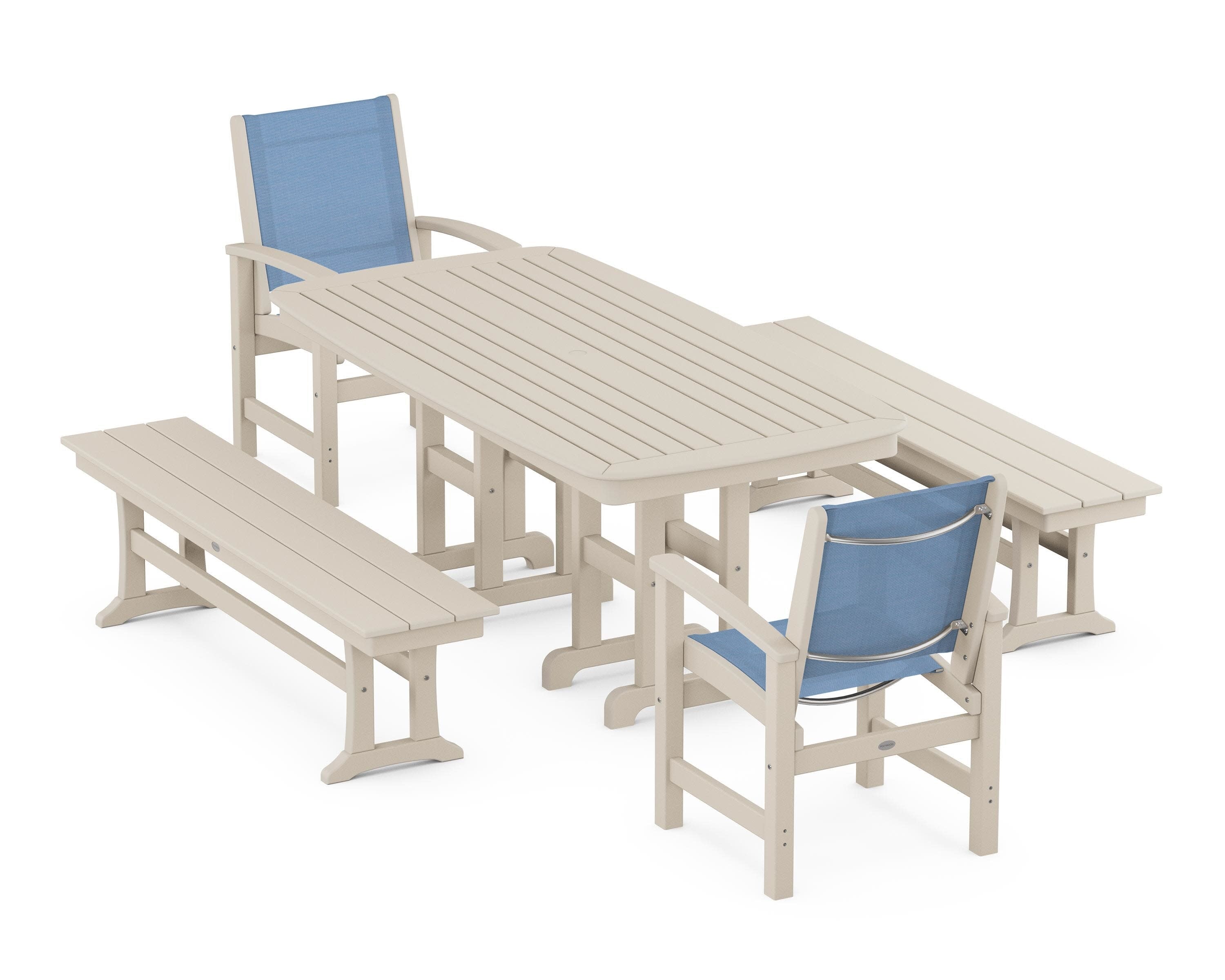 Coastal 5-Piece Dining Set in Sand / Poolside Sling