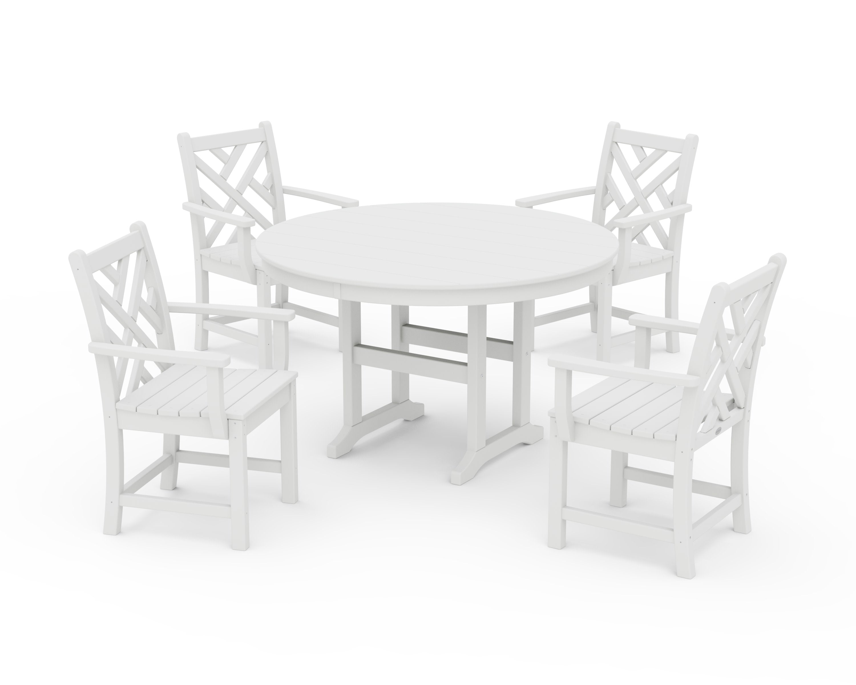 Chippendale 5-Piece Round Farmhouse Dining Set in White