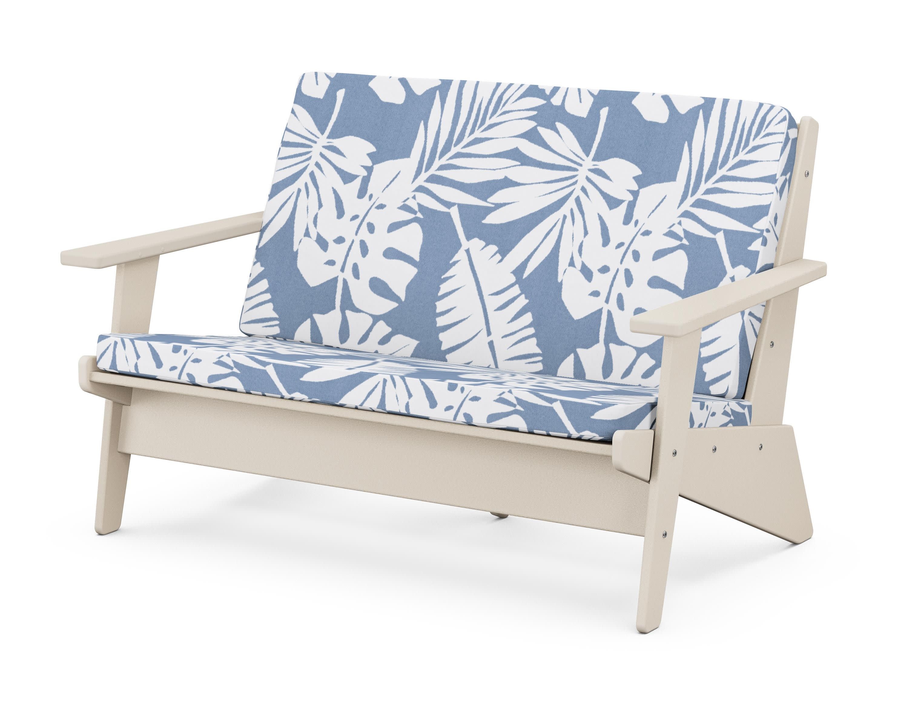 Riviera Modern Lounge Loveseat in Sand / Leaf Sky Blue