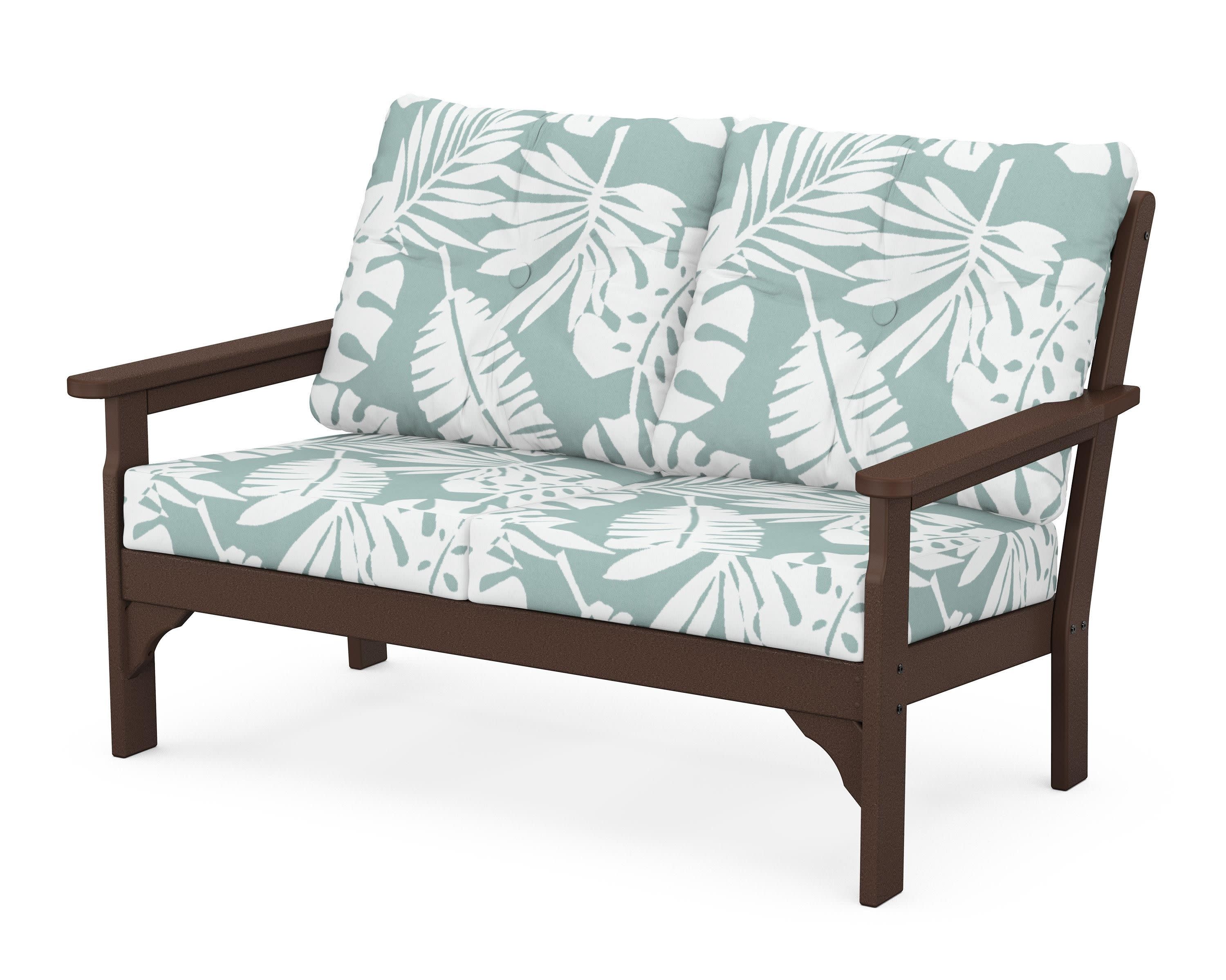 Vineyard Deep Seating Loveseat in Mahogany / Leaf Glacier Spa